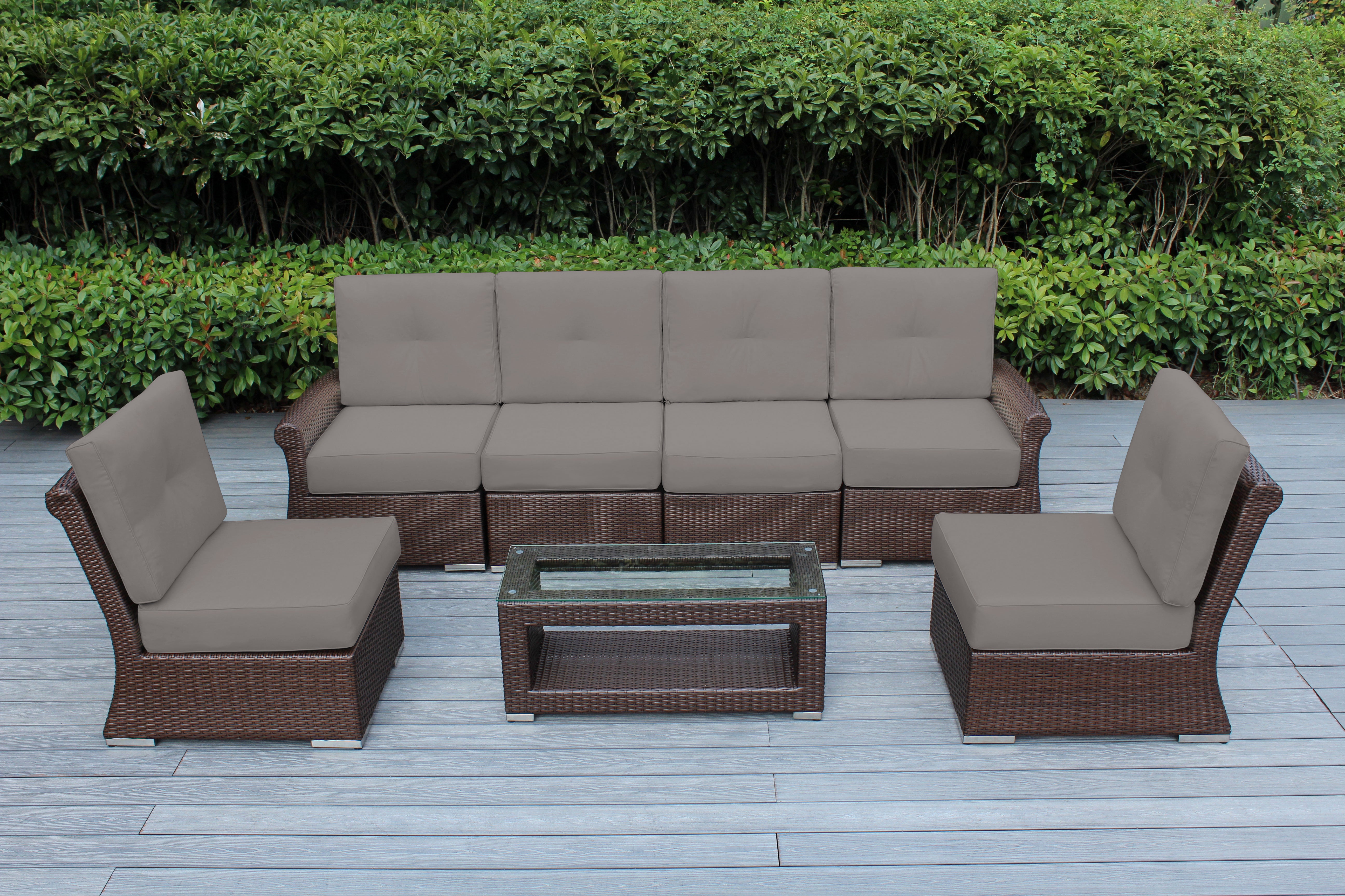 Fully Assembled Rainshield Patio Furniture - Luxury 7-Piece Oversized Sectional - with 6-inch Water Protected Cushions