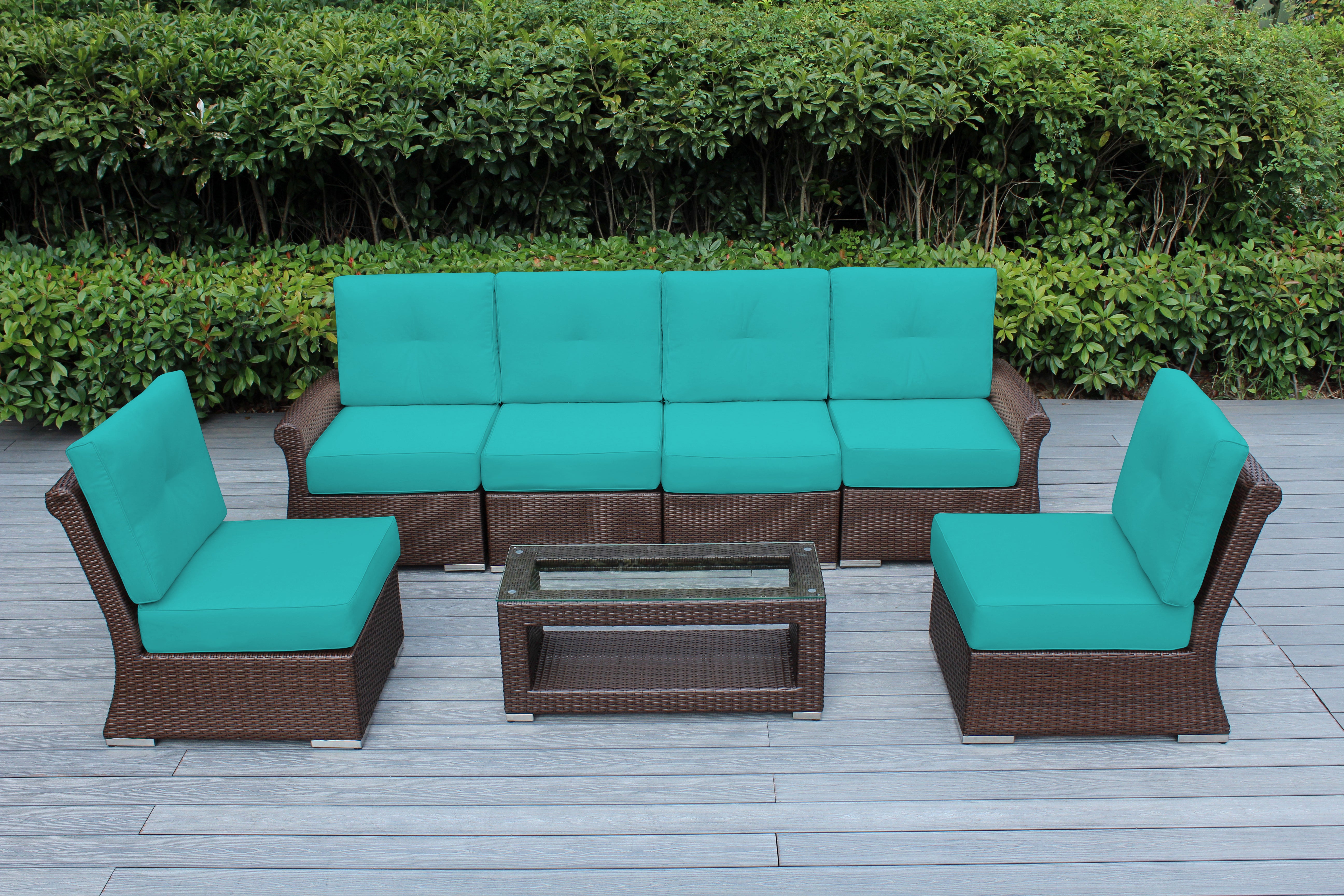 Fully Assembled Rainshield Patio Furniture - Luxury 7-Piece Oversized Sectional with 6-inch Cushions