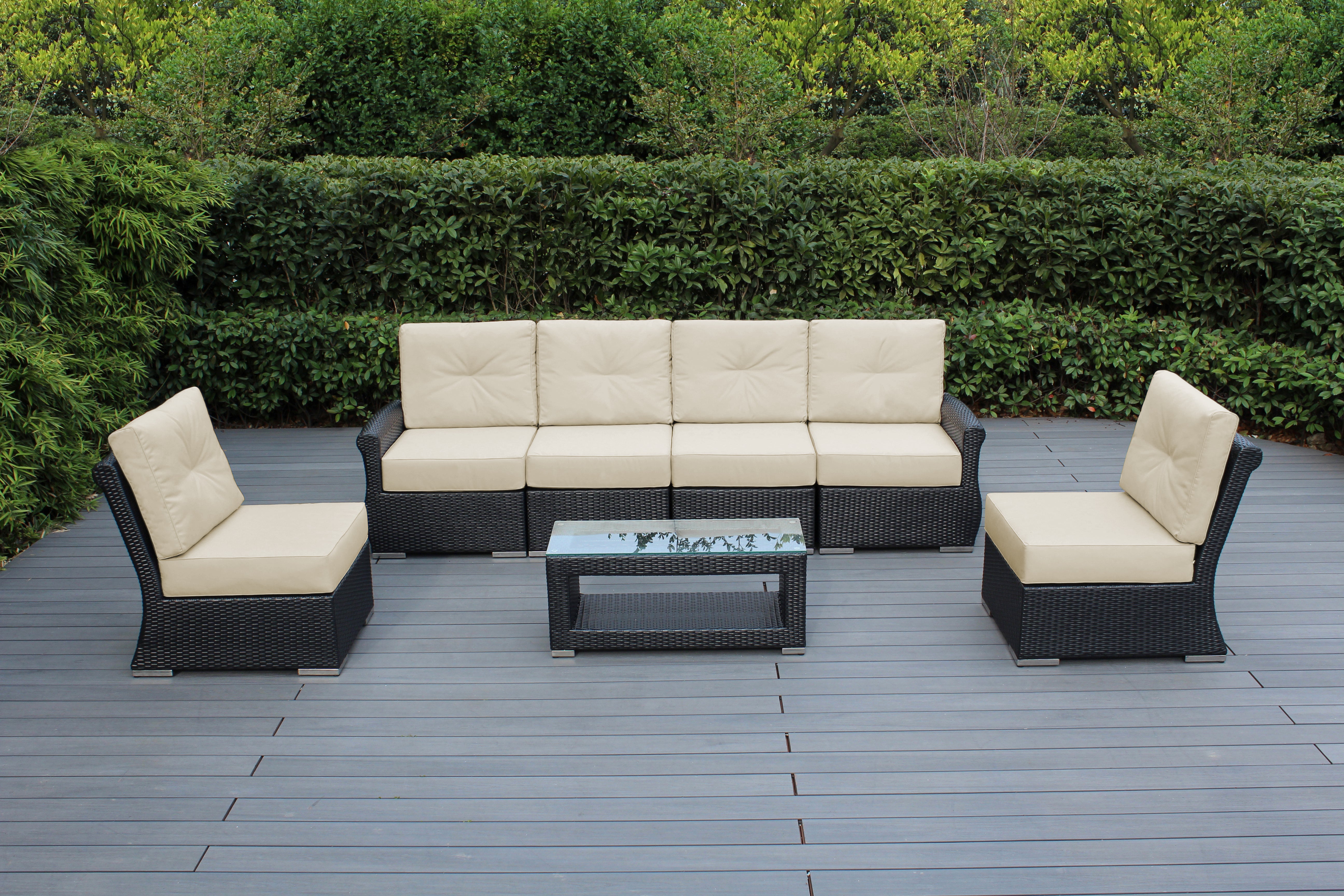 Fully Assembled Rainshield Patio Furniture - Luxury 7-Piece Oversized Sectional - with 6-inch Water Protected Cushions