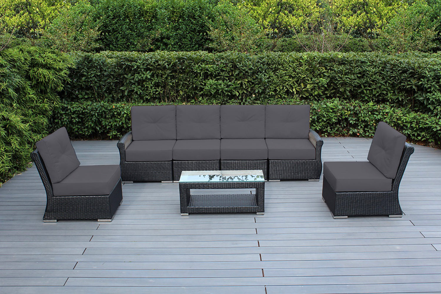 Fully Assembled Rainshield Patio Furniture - Luxury 7-Piece Oversized Sectional - with 6-inch Water Protected Cushions