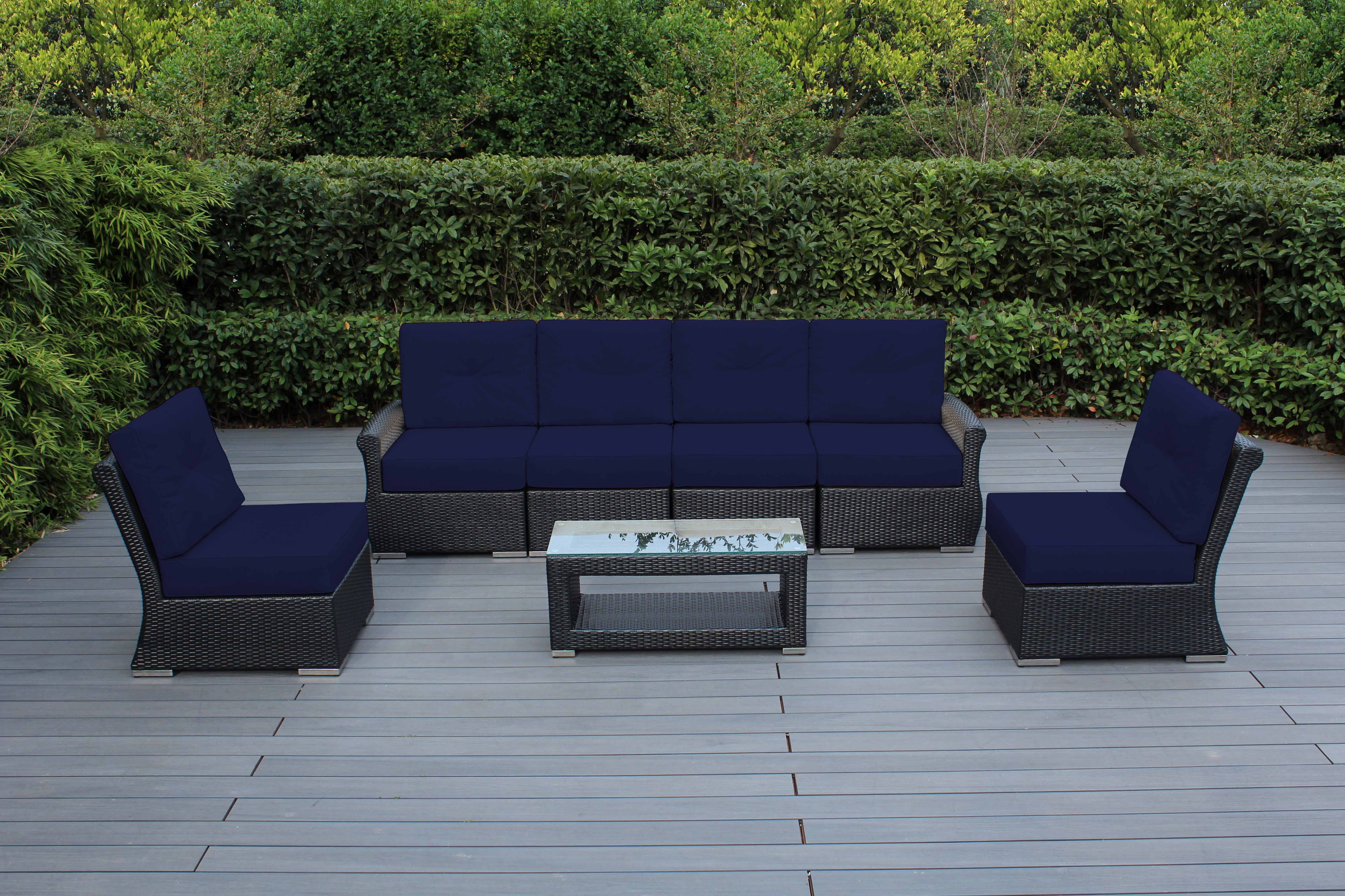 Fully Assembled Rainshield Patio Furniture - Luxury 7-Piece Oversized Sectional - with 6-inch Water Protected Cushions