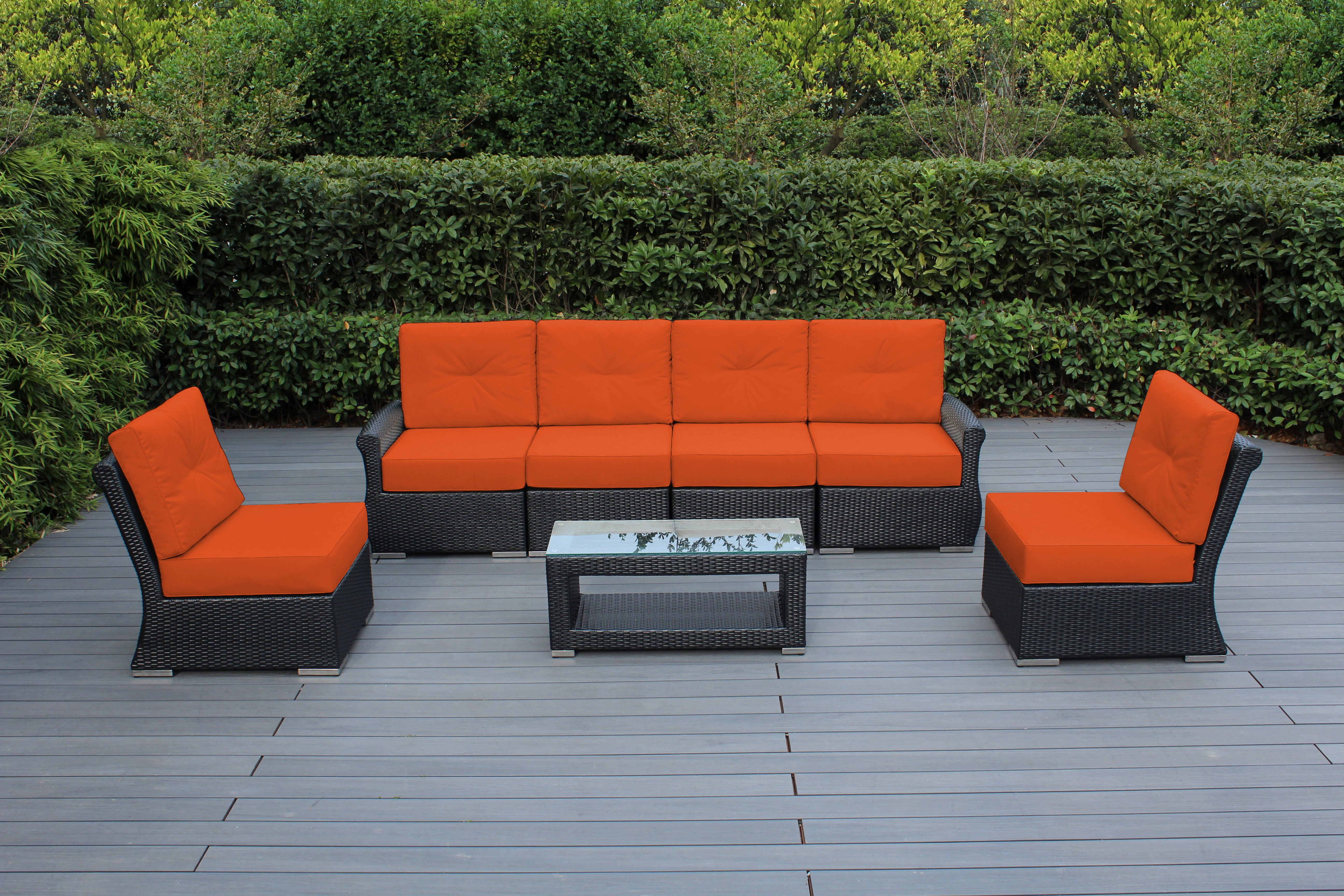 Fully Assembled Rainshield Patio Furniture - Luxury 7-Piece Oversized Sectional - with 6-inch Water Protected Cushions