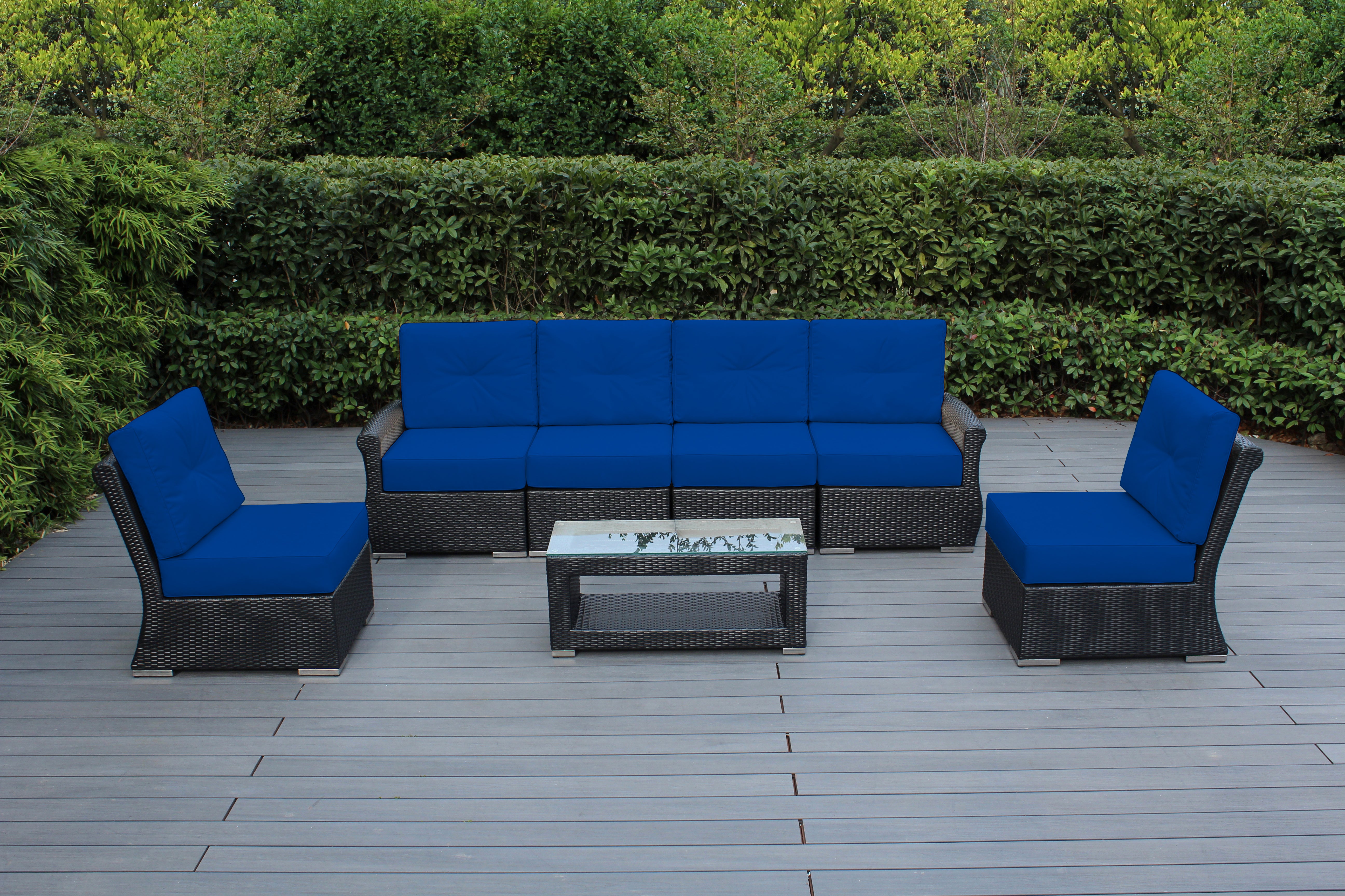 Fully Assembled Rainshield Patio Furniture - Luxury 7-Piece Oversized Sectional - with 6-inch Water Protected Cushions