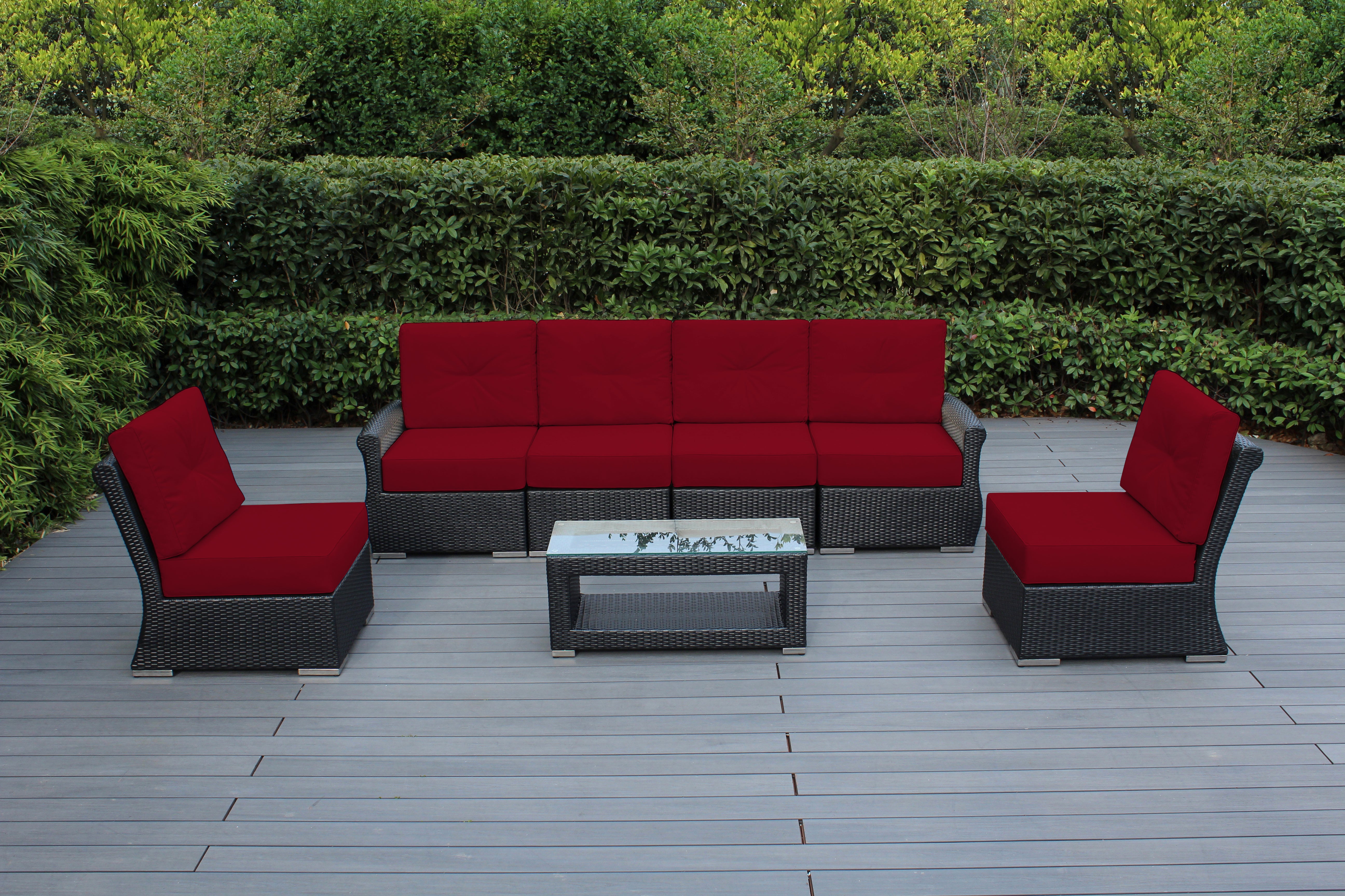 Fully Assembled Rainshield Patio Furniture - Luxury 7-Piece Oversized Sectional - with 6-inch Water Protected Cushions
