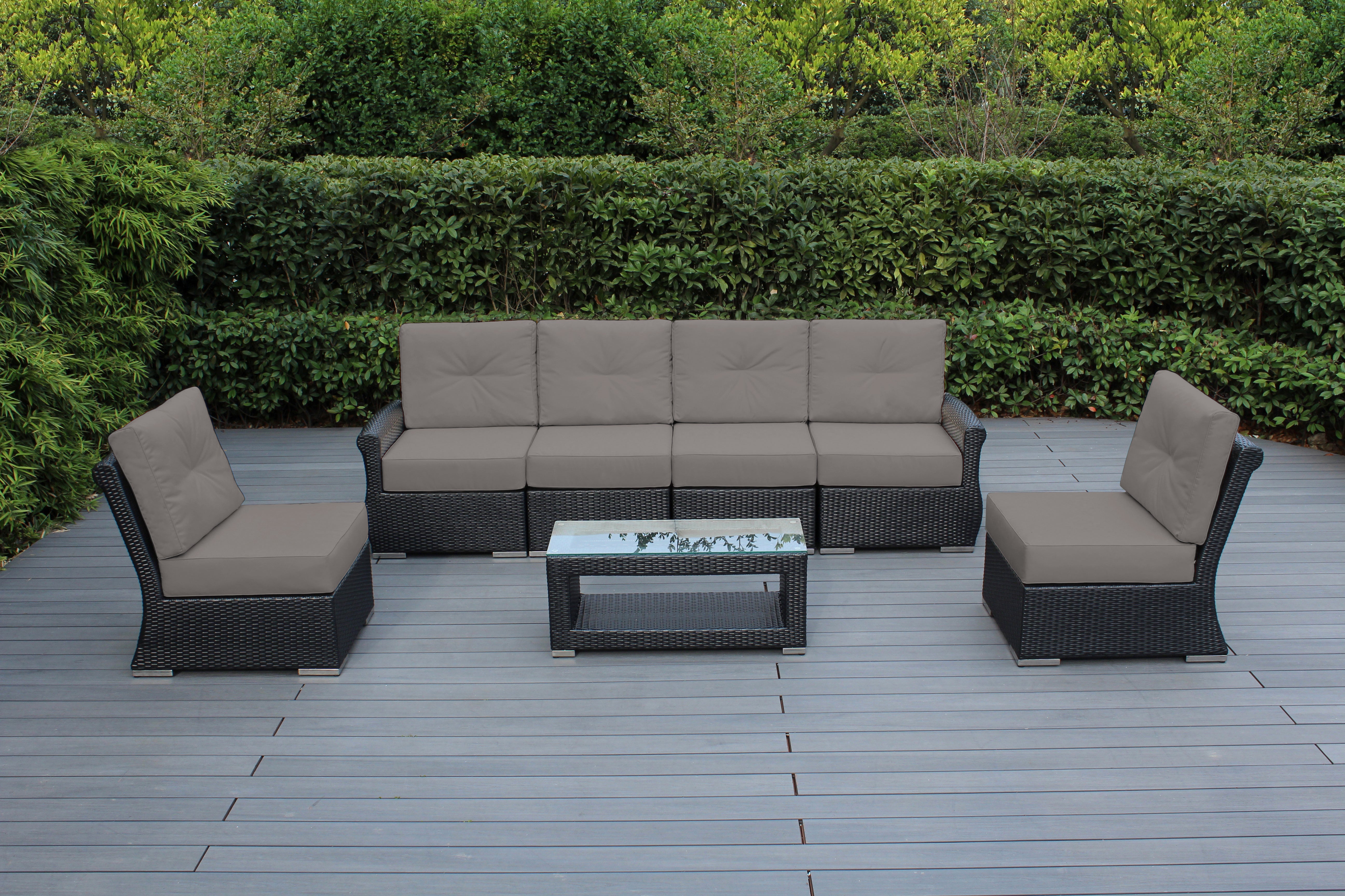 Fully Assembled Rainshield Patio Furniture - Luxury 7-Piece Oversized Sectional - with 6-inch Water Protected Cushions