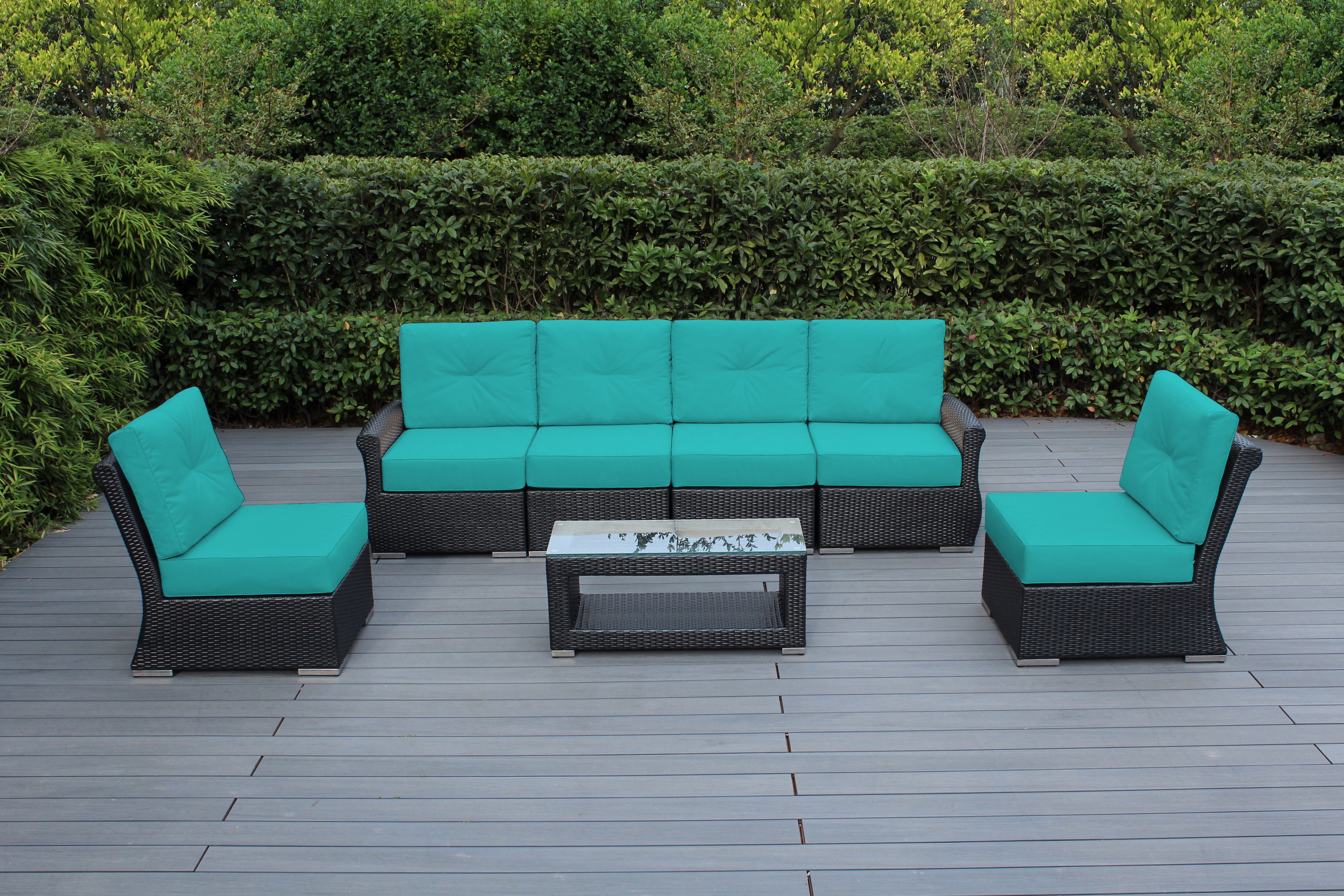 Fully Assembled Rainshield Patio Furniture - Luxury 7-Piece Oversized Sectional - with 6-inch Water Protected Cushions