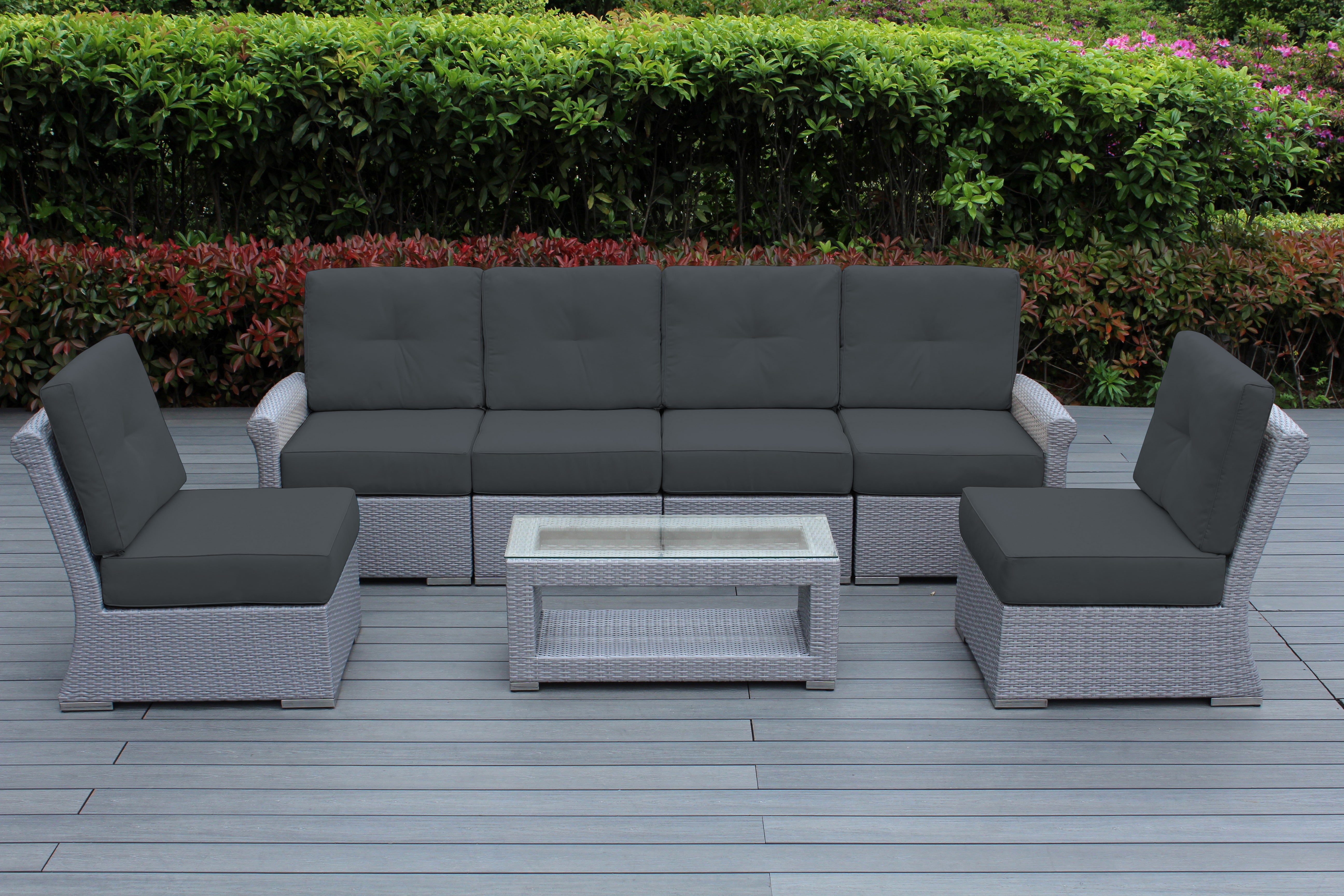 Fully Assembled Rainshield Patio Furniture - Luxury 7-Piece Oversized Sectional - with 6-inch Water Protected Cushions