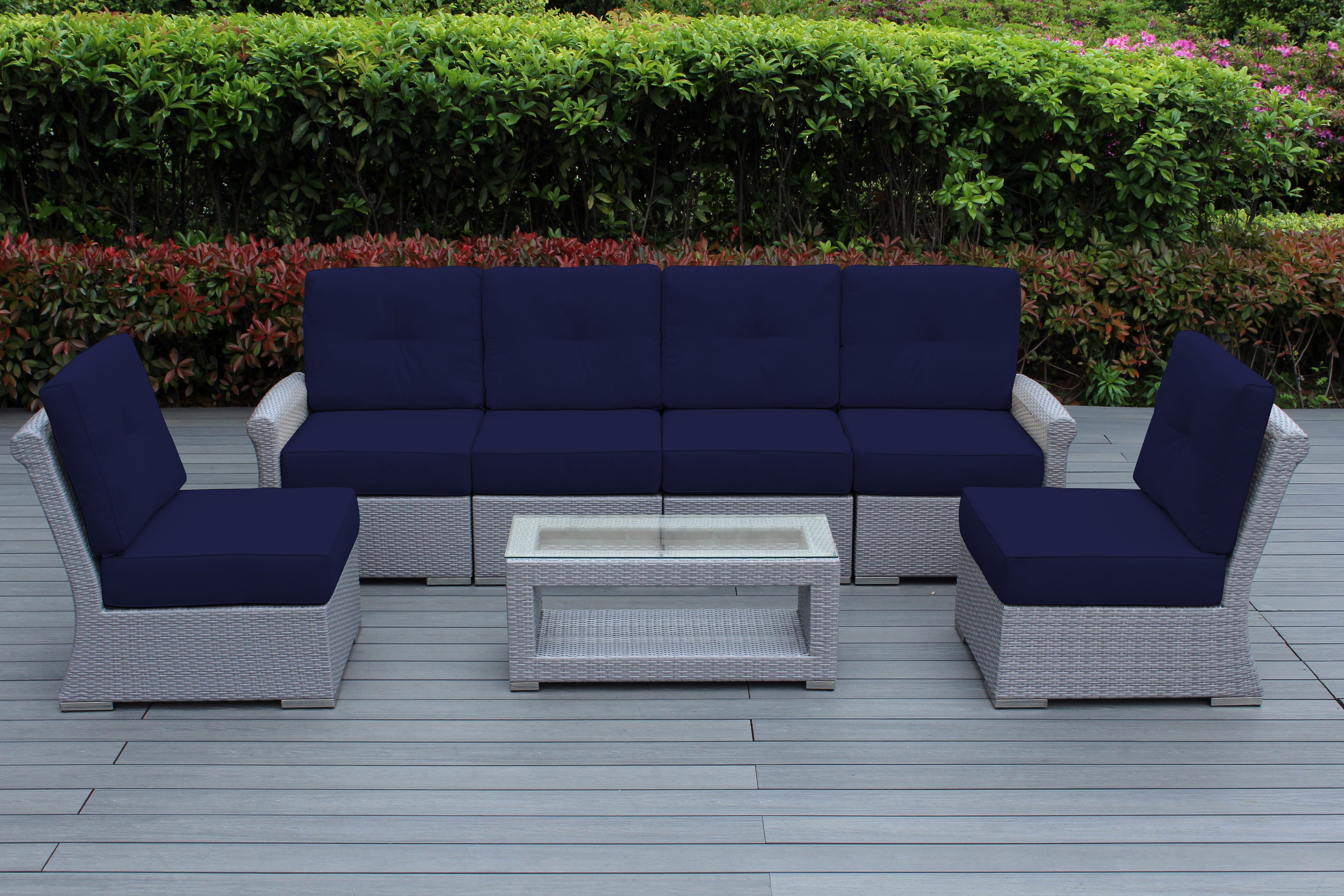 Fully Assembled Rainshield Patio Furniture - Luxury 7-Piece Oversized Sectional - with 6-inch Water Protected Cushions