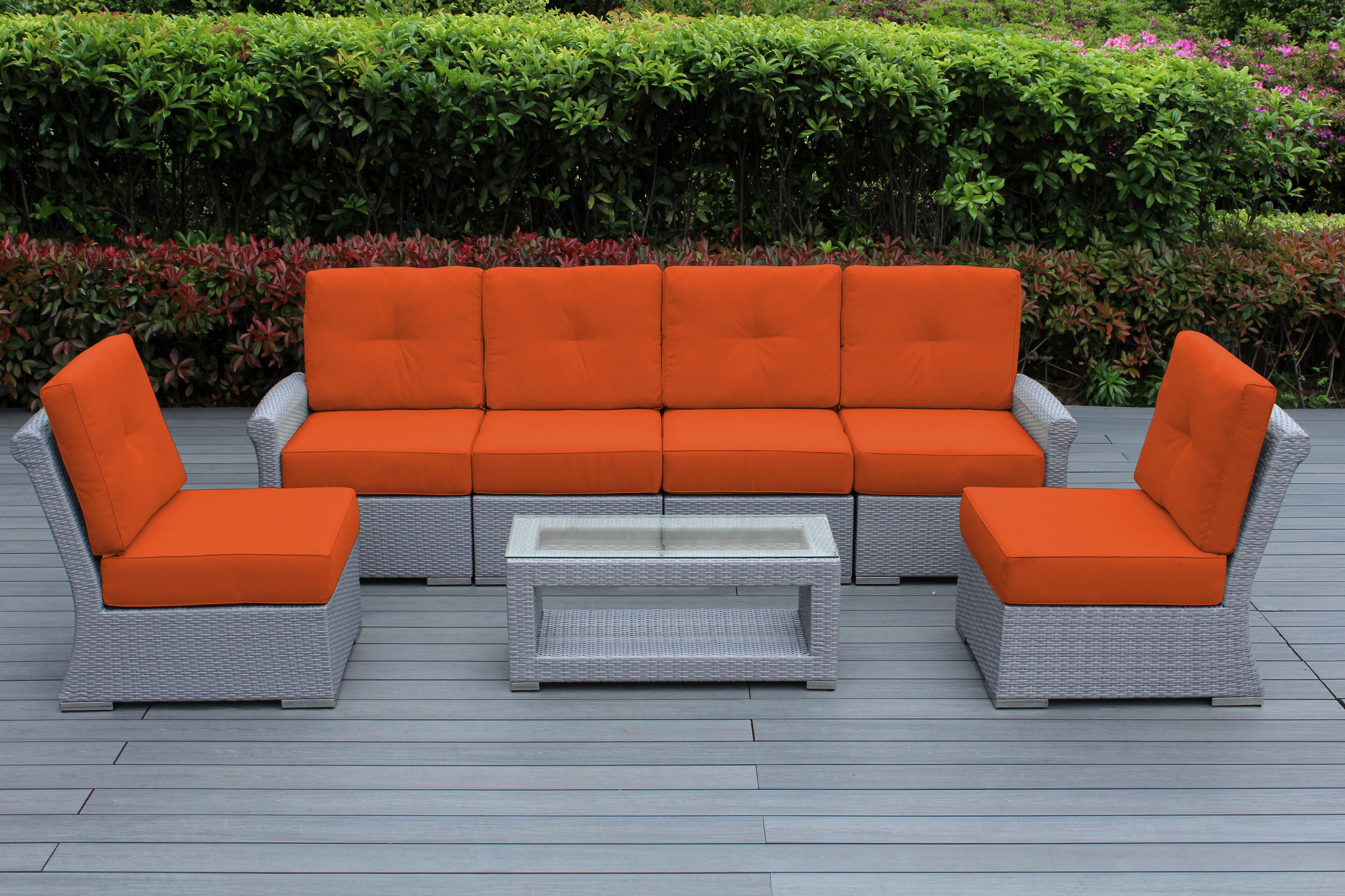 Fully Assembled Rainshield Patio Furniture - Luxury 7-Piece Oversized Sectional - with 6-inch Water Protected Cushions