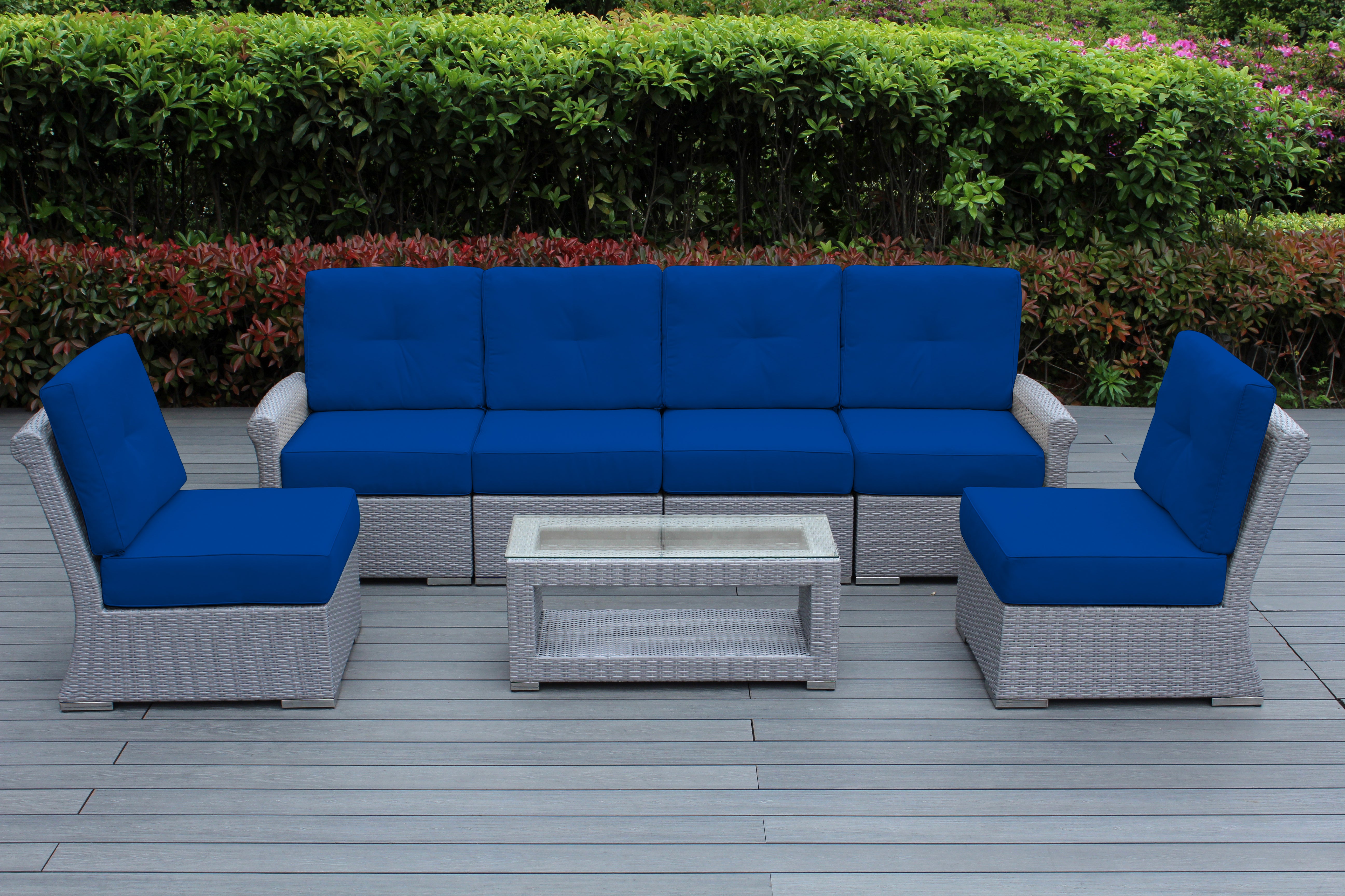 Fully Assembled Rainshield Patio Furniture - Luxury 7-Piece Oversized Sectional - with 6-inch Water Protected Cushions