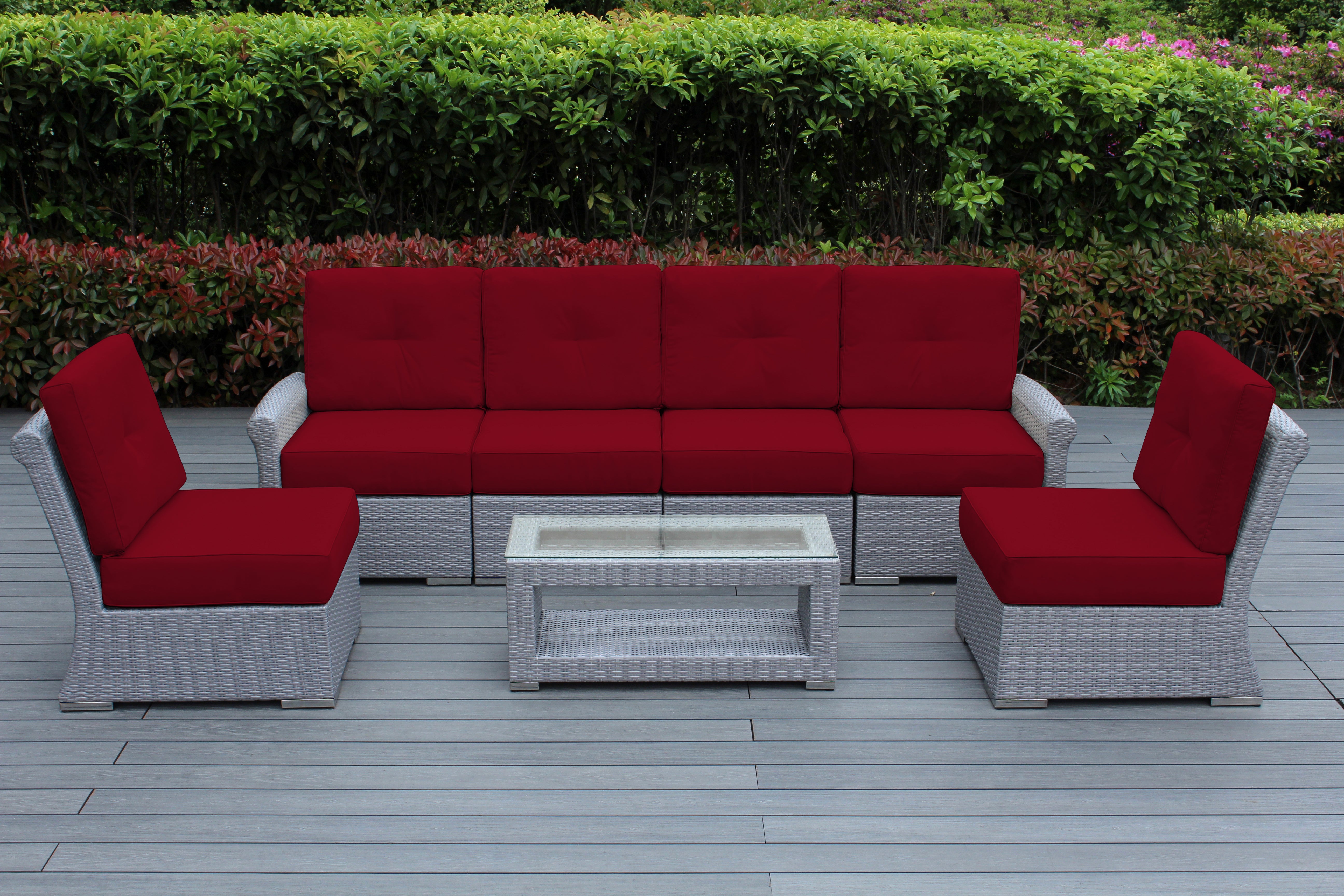 Fully Assembled Rainshield Patio Furniture - Luxury 7-Piece Oversized Sectional - with 6-inch Water Protected Cushions