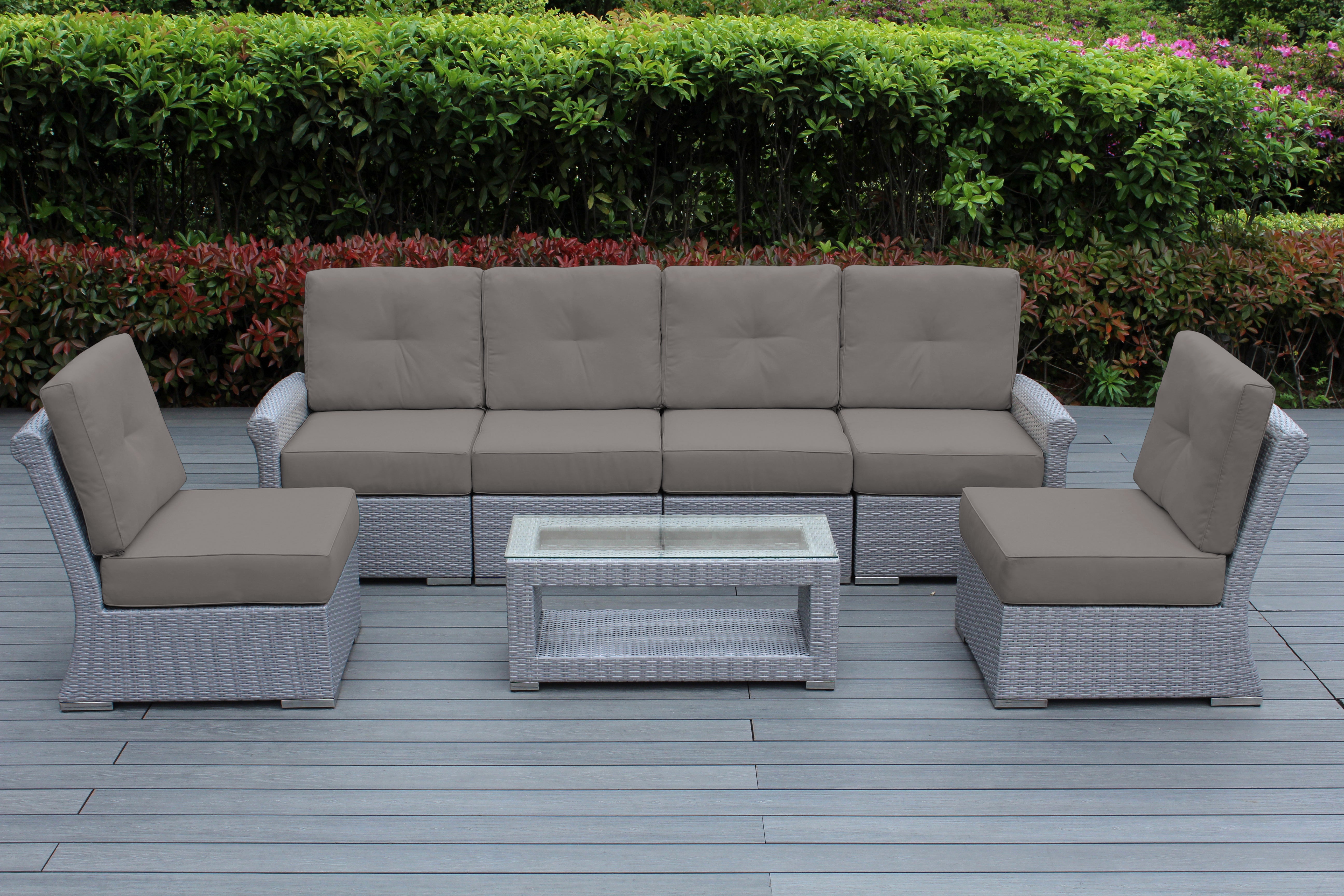 Fully Assembled Rainshield Patio Furniture - Luxury 7-Piece Oversized Sectional - with 6-inch Water Protected Cushions