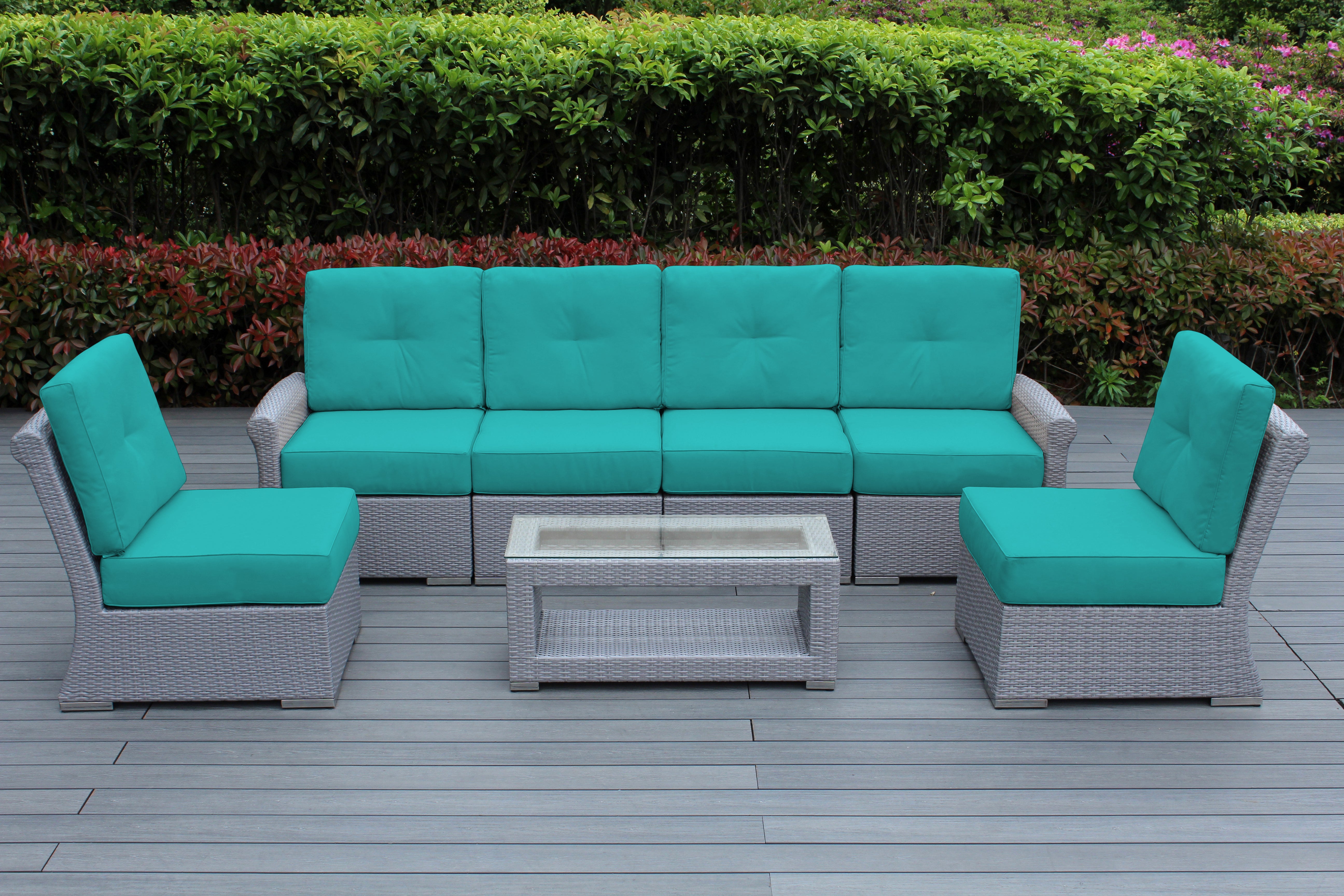 Fully Assembled Rainshield Patio Furniture - Luxury 7-Piece Oversized Sectional - with 6-inch Water Protected Cushions