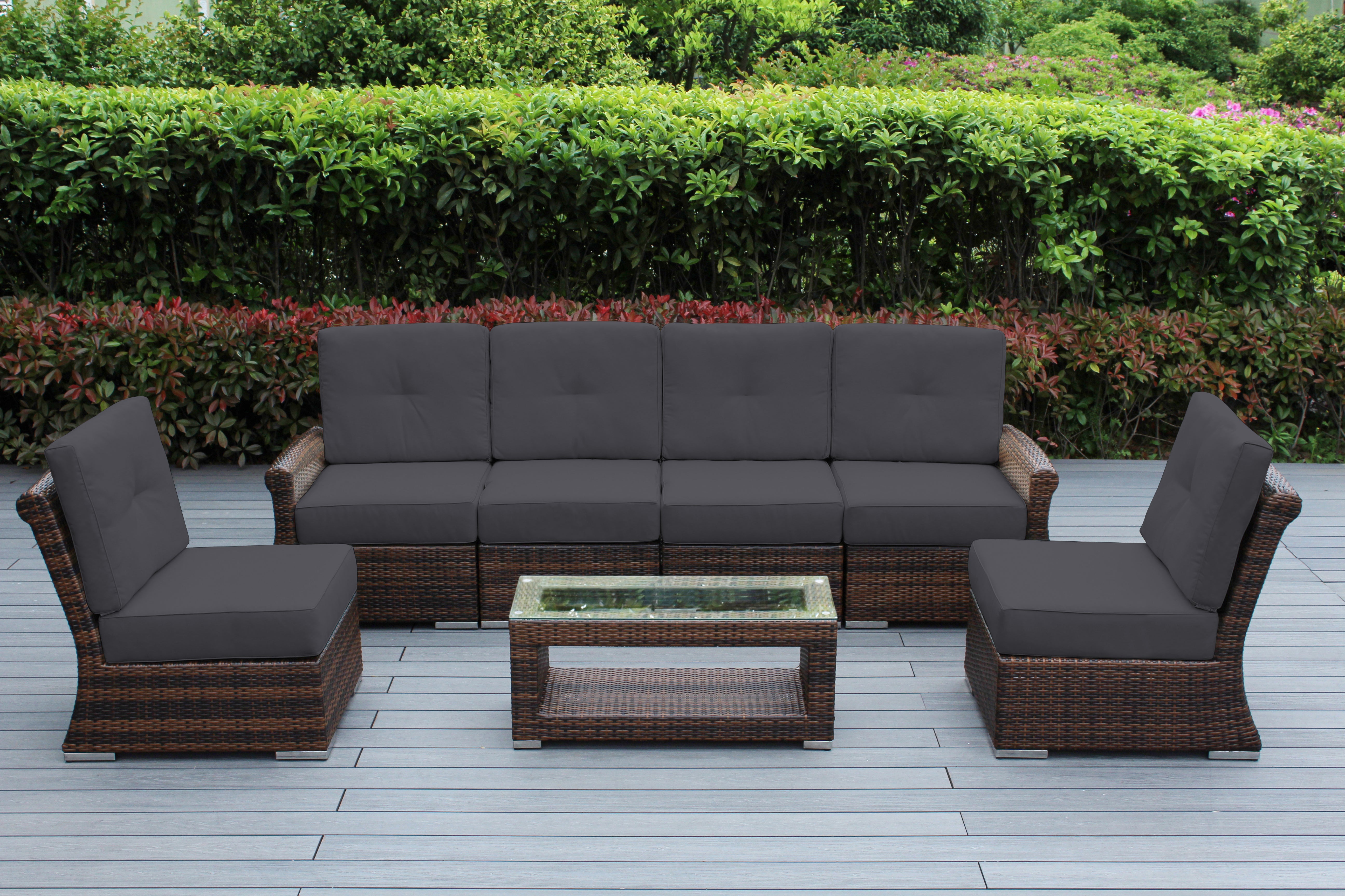 Rain Shield Outdoor Patio 7-Piece Luxury Oversized Seating Set - Tall Back with 6 Inch Rainshield cushion