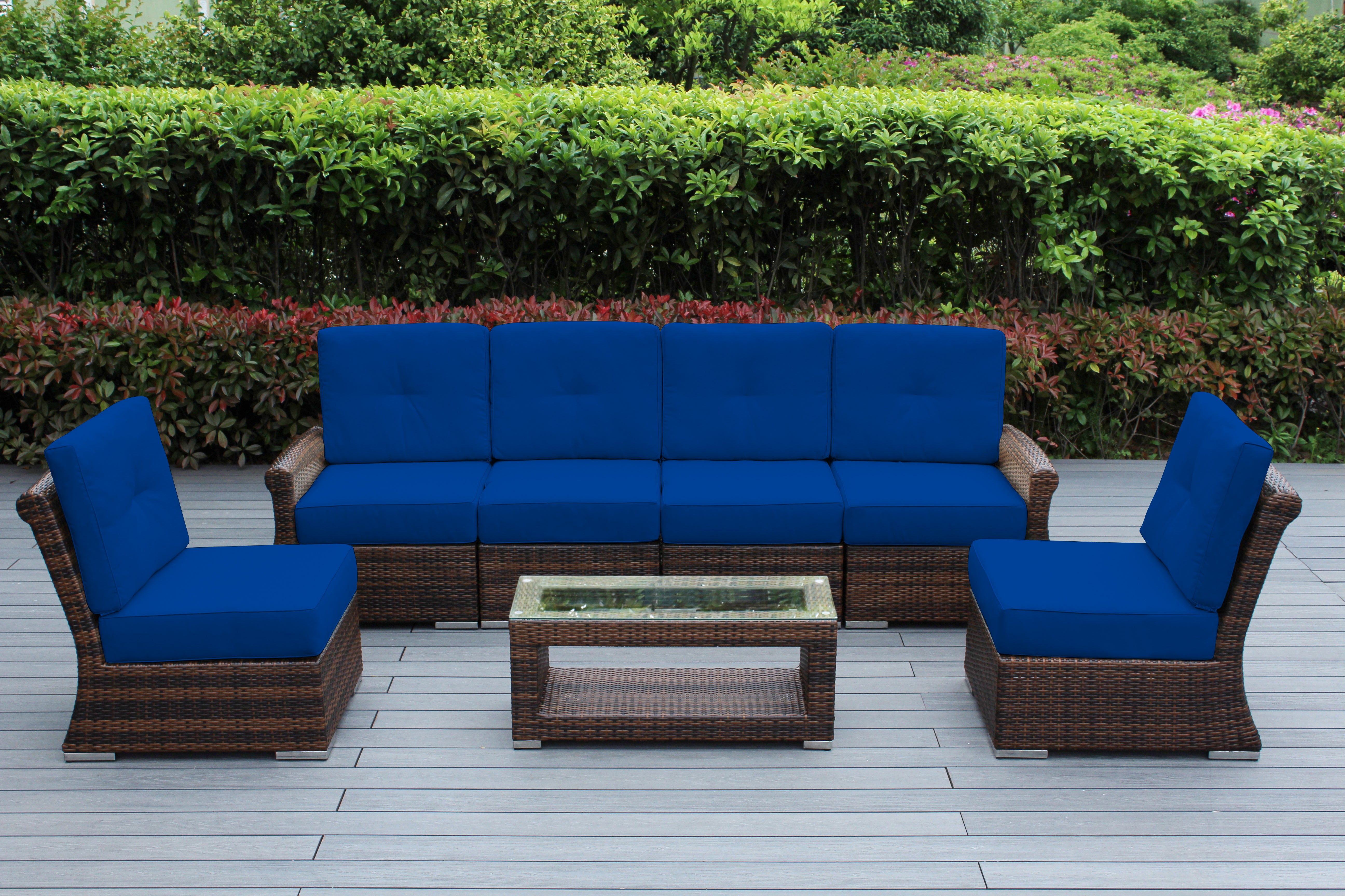 Fully Assembled Rainshield Patio Furniture - Luxury 7-Piece Oversized Sectional - with 6-inch Water Protected Cushions
