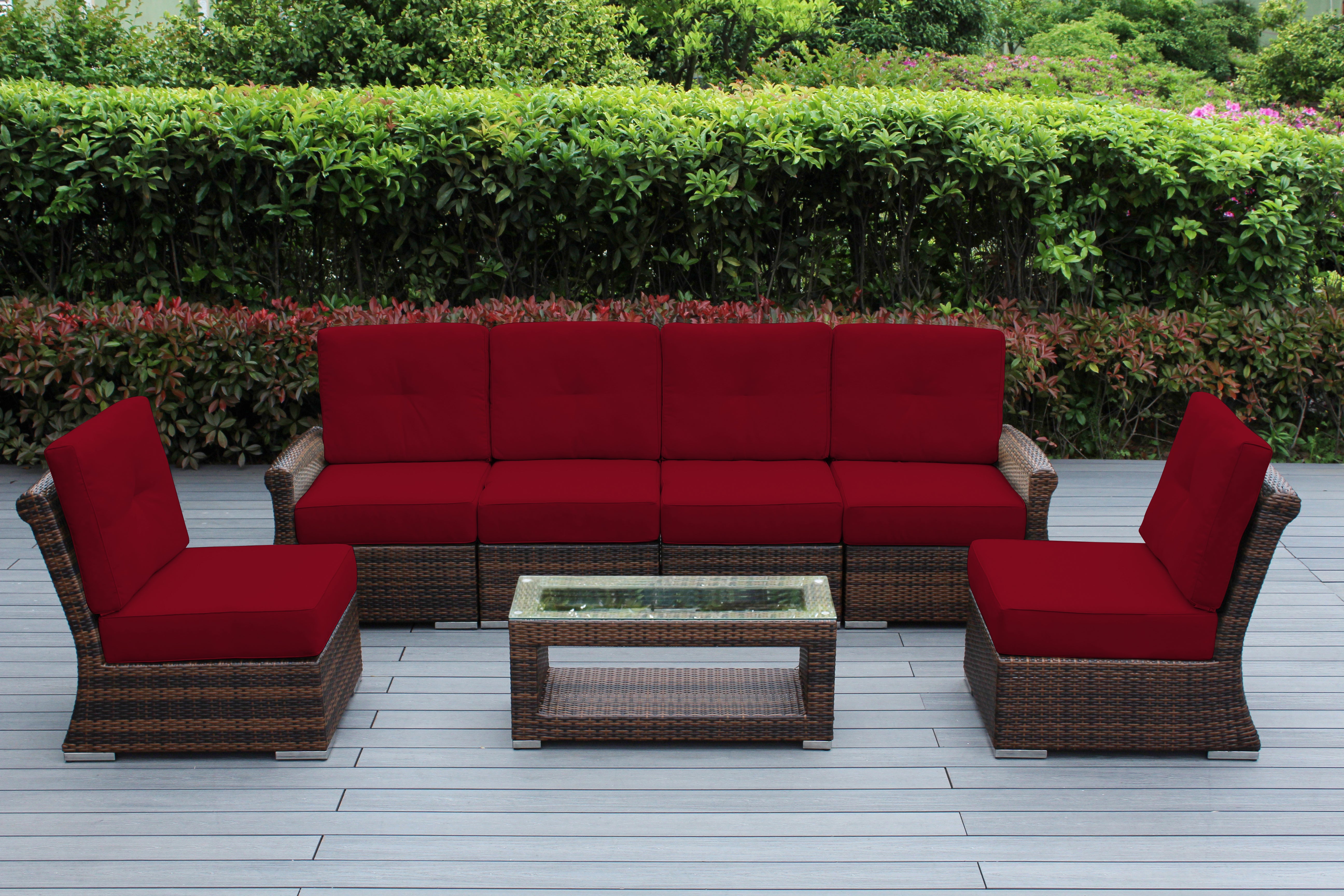 Fully Assembled Rainshield Patio Furniture - Luxury 7-Piece Oversized Sectional with 6-inch Cushions