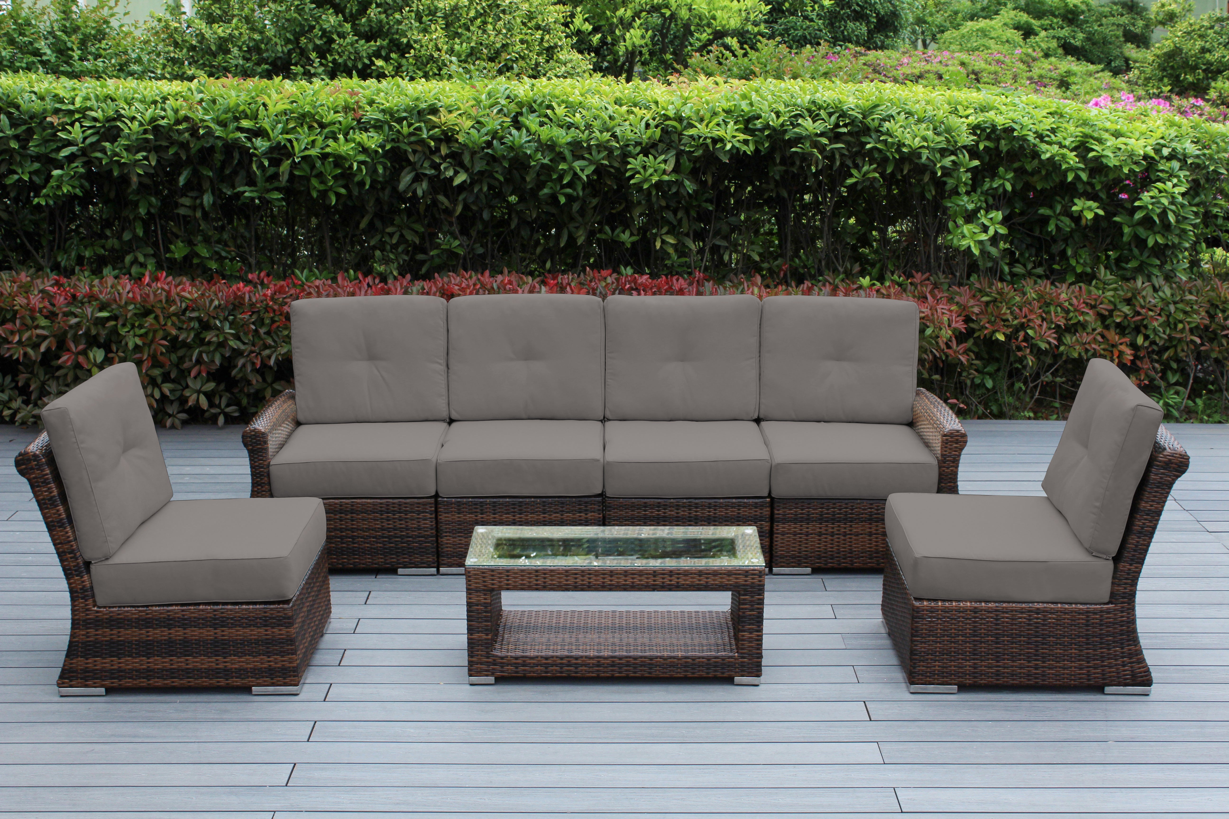 Fully Assembled Rainshield Patio Furniture - Luxury 7-Piece Oversized Sectional - with 6-inch Water Protected Cushions