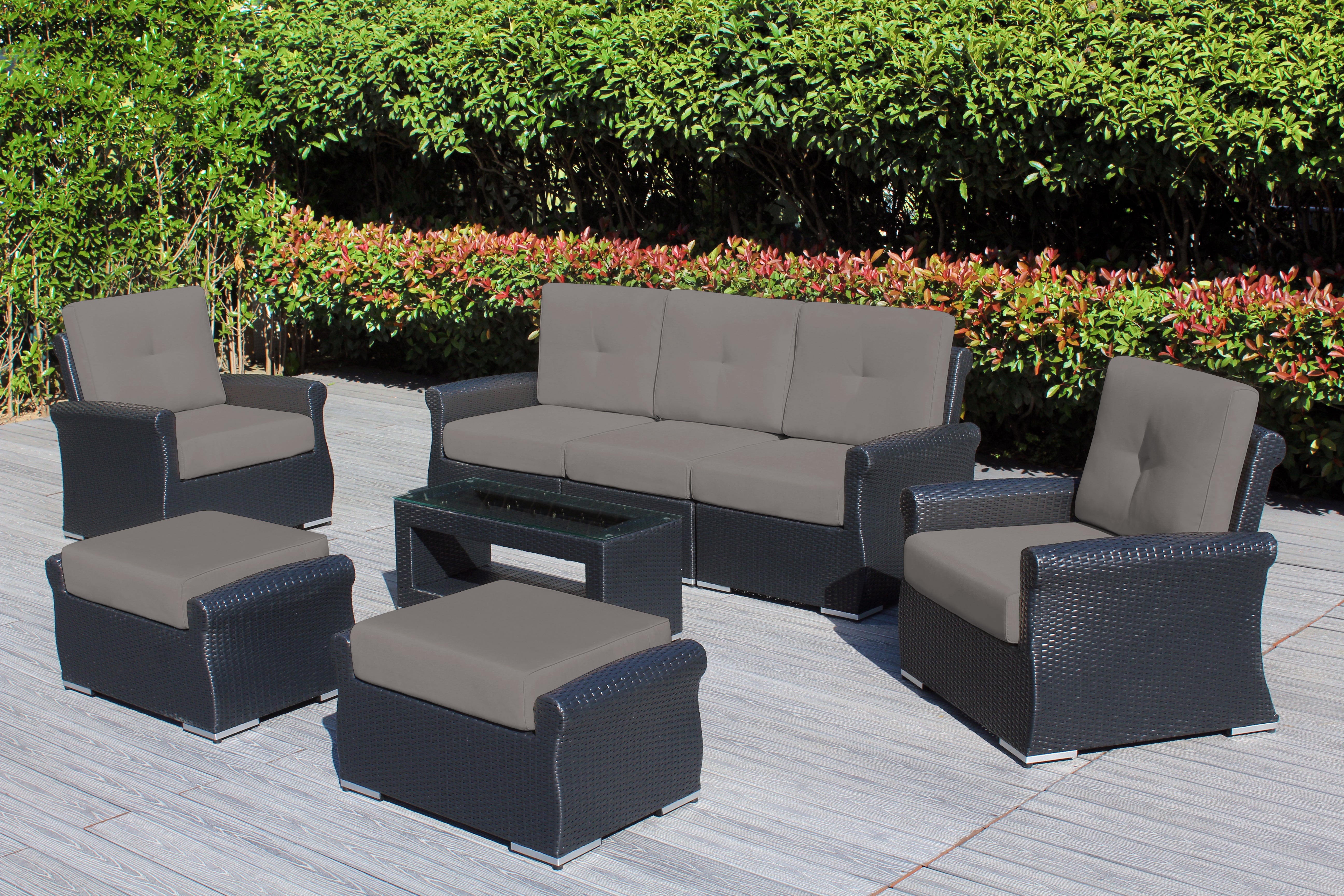 Fully Assembled Rainshield Patio Furniture - Luxury 8-Piece Oversize Seating Set with High Tall Back & 6 inch Waterproof Cushions
