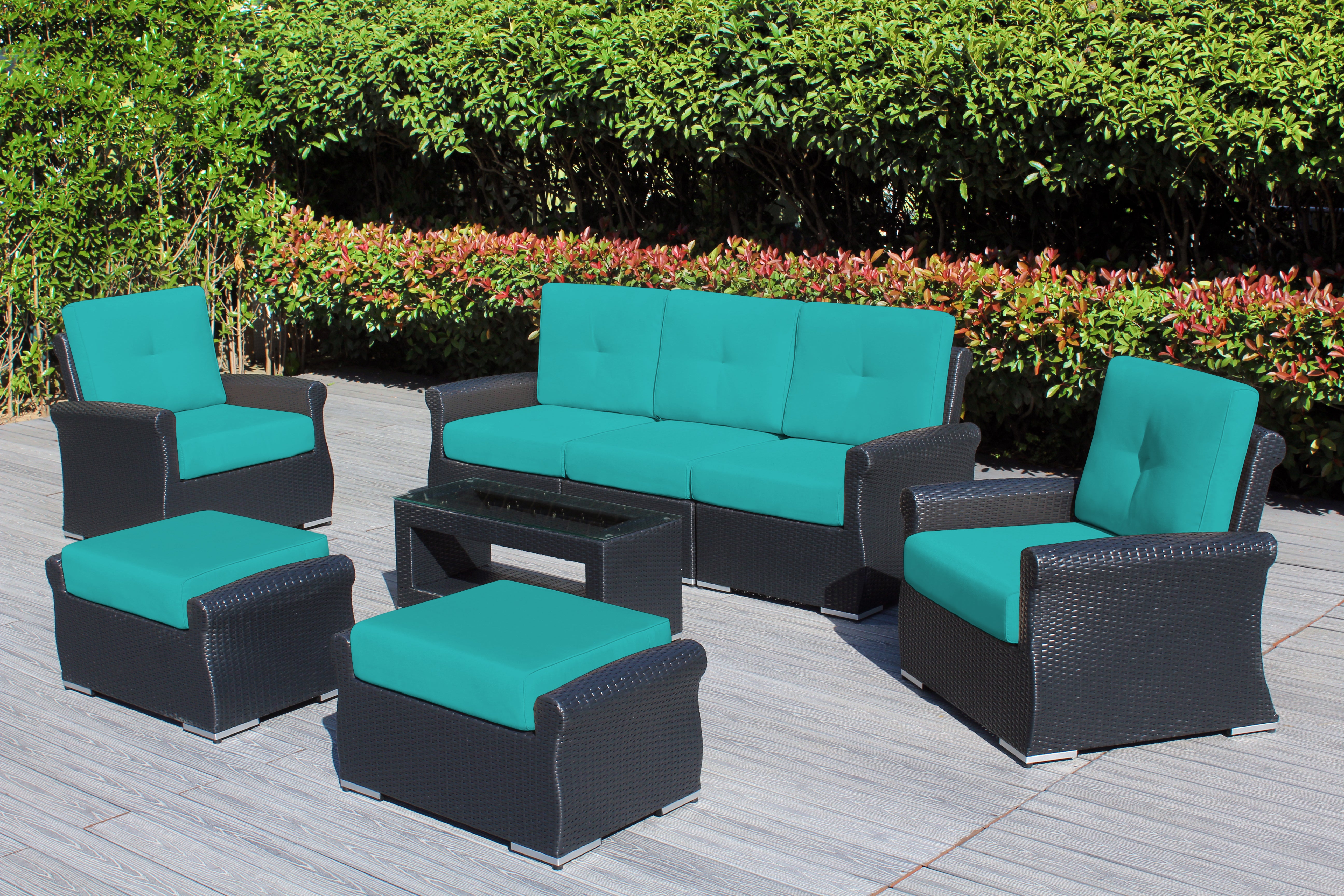 Fully Assembled Rainshield Patio Furniture - Luxury 8-Piece Oversize Seating Set with High Tall Back & 6 inch Waterproof Cushions