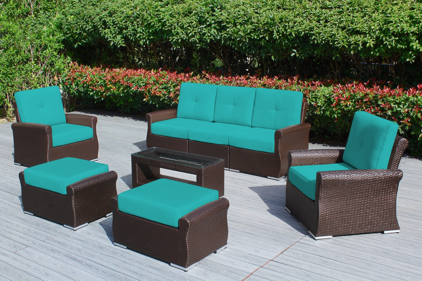 Fully Assembled Rainshield Patio Furniture - Luxury 8-Piece Oversize Seating Set with High Tall Back & 6 inch Waterproof Cushions
