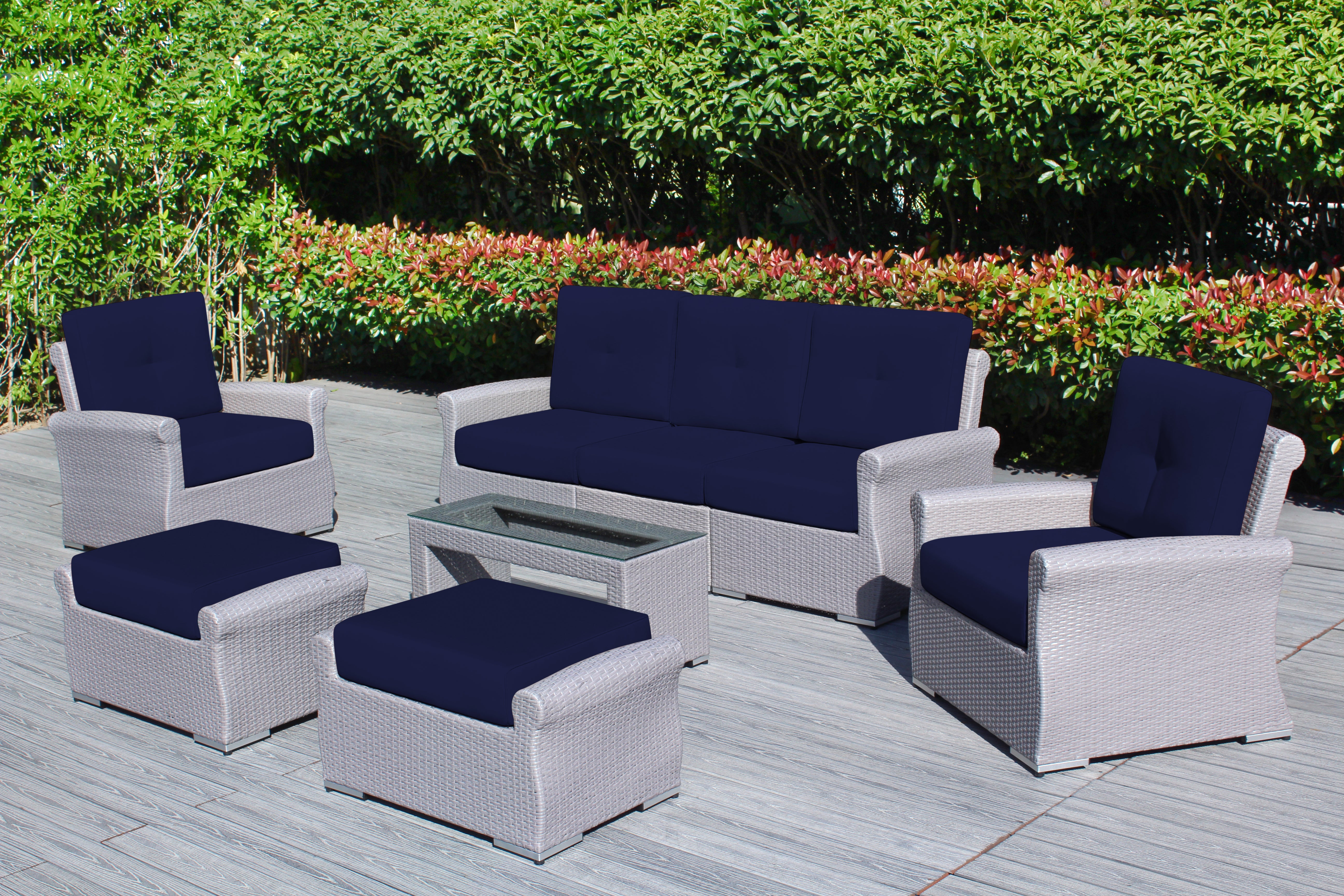 Fully Assembled Rainshield Patio Furniture - Luxury 8-Piece Oversize Seating Set with High Tall Back & 6 inch Waterproof Cushions