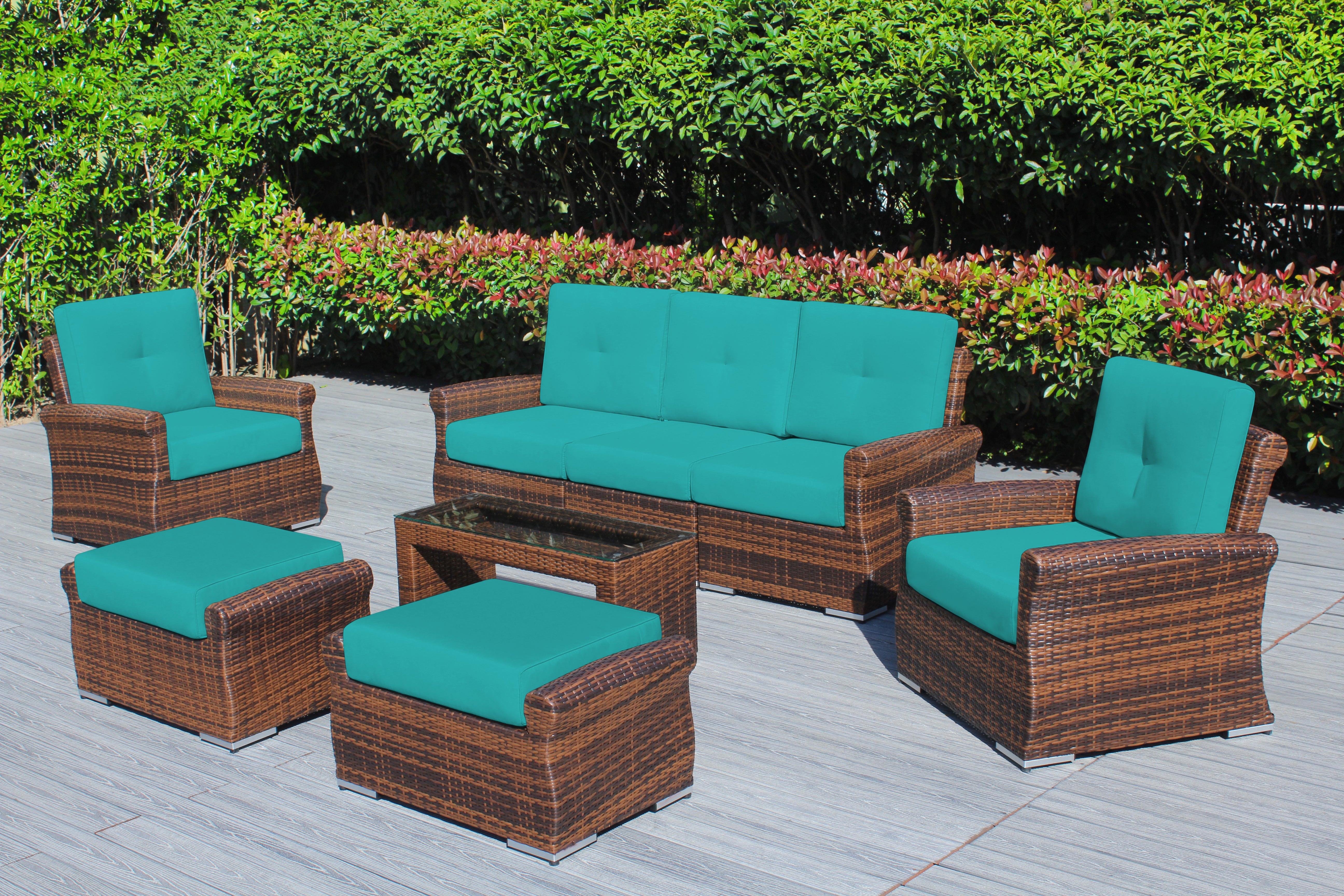 Fully Assembled Rainshield Patio Furniture - Luxury 8-Piece Oversize Seating Set with High Tall Back & 6 inch Waterproof Cushions