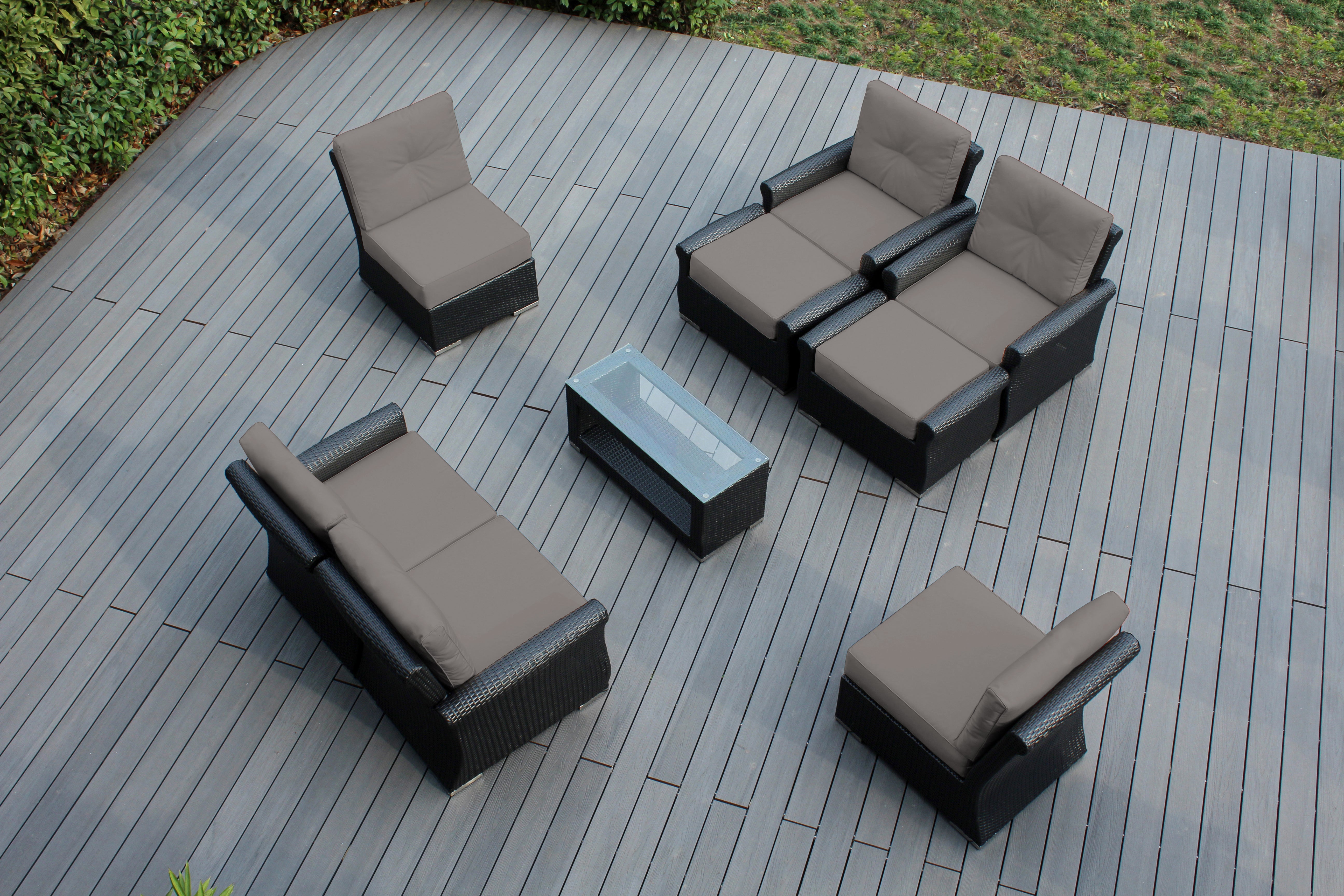 Fully Assembled Rainshield Patio Furniture - Luxury 9 Piece Oversized Sectional with 6-inch Water Protected Cushions