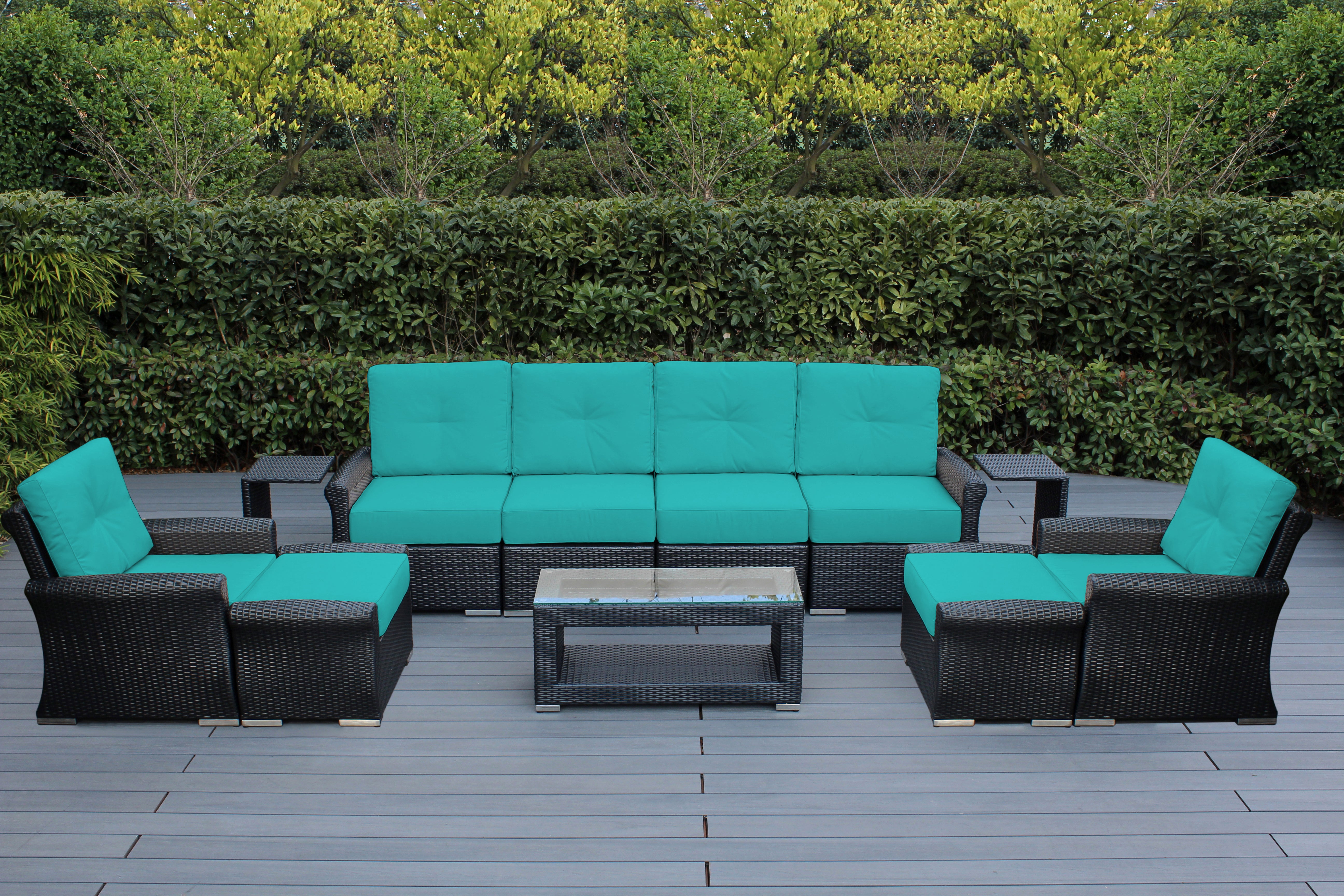 Fully Assembled Rainshield Patio Furniture Luxury 11 Piece Oversized Sectional with 6-inch Water Protected Cushions