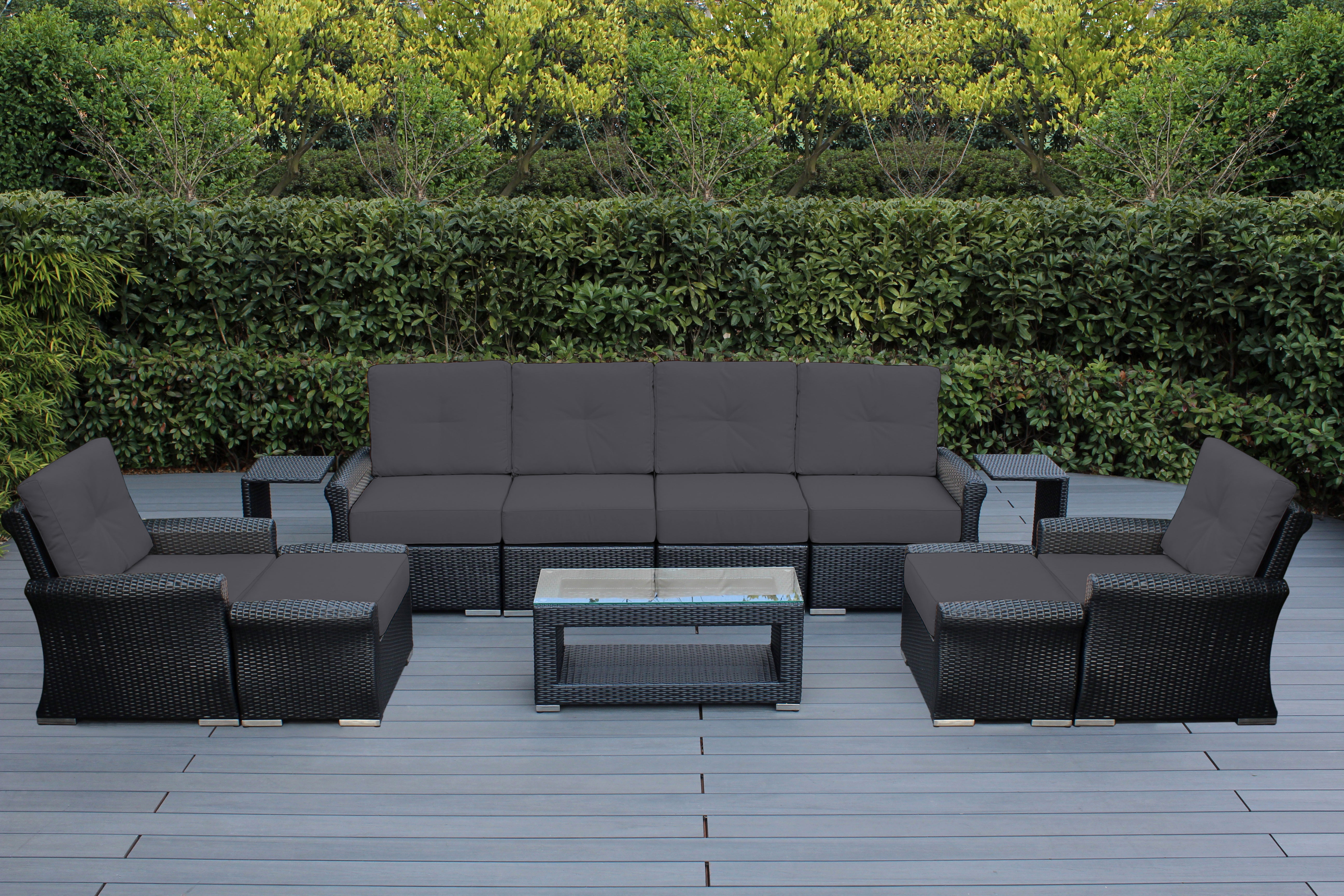 Fully Assembled Rainshield Patio Furniture Luxury 11 Piece Oversized Sectional with 6-inch Water Protected Cushions