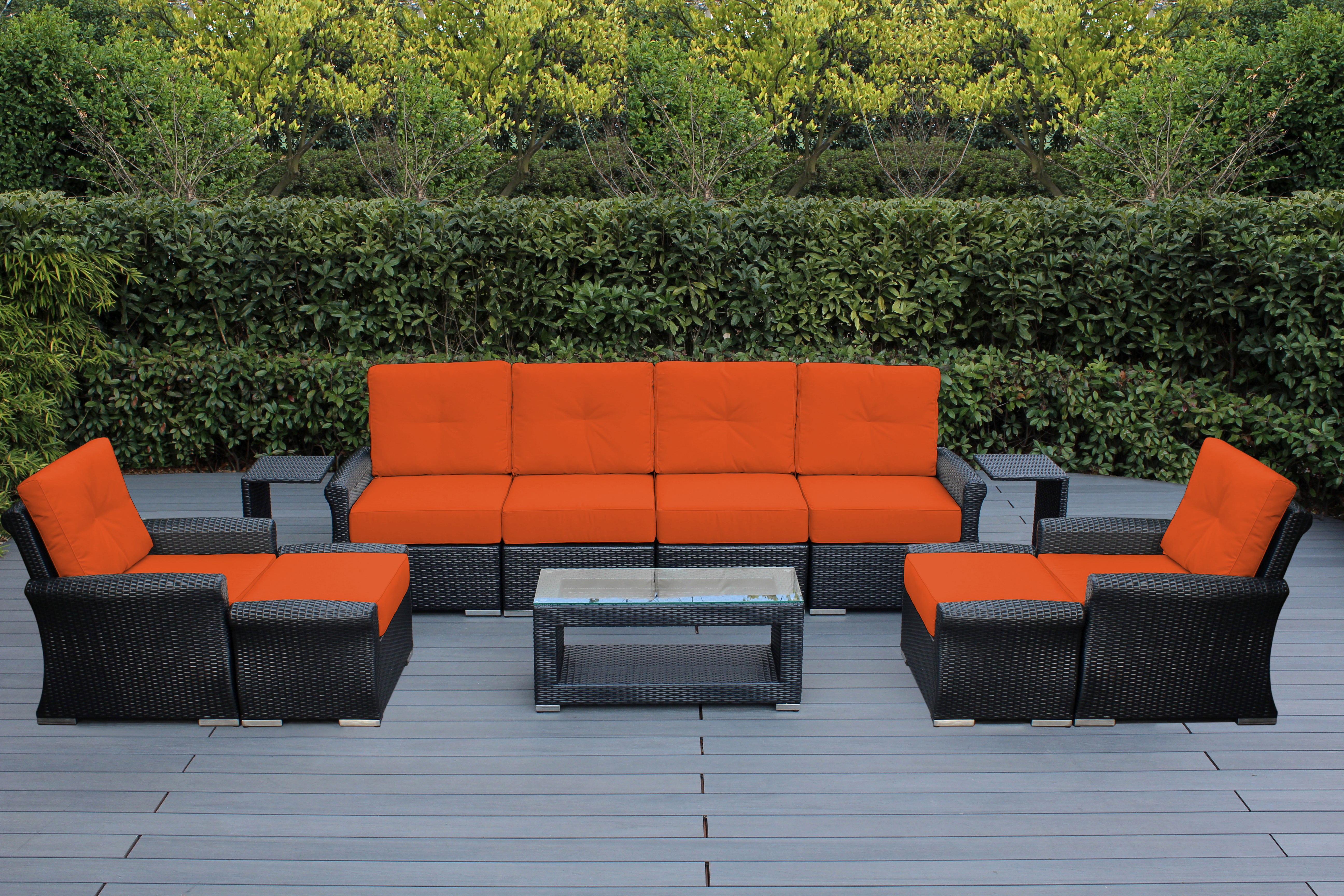Fully Assembled Rainshield Patio Furniture Luxury 11 Piece Oversized Sectional with 6-inch Water Protected Cushions