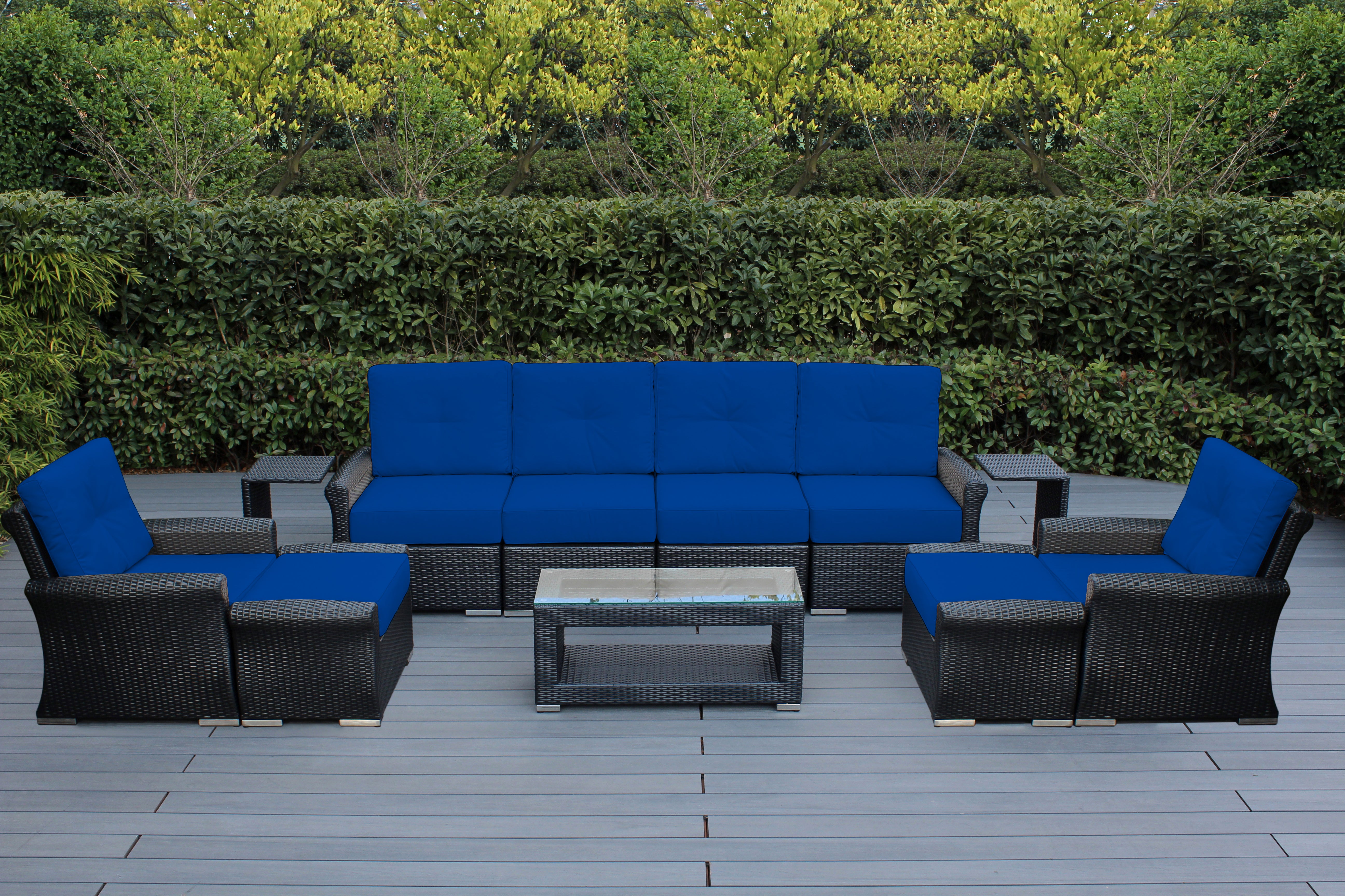 Fully Assembled Rainshield Patio Furniture Luxury 11 Piece Oversized Sectional with 6-inch Water Protected Cushions