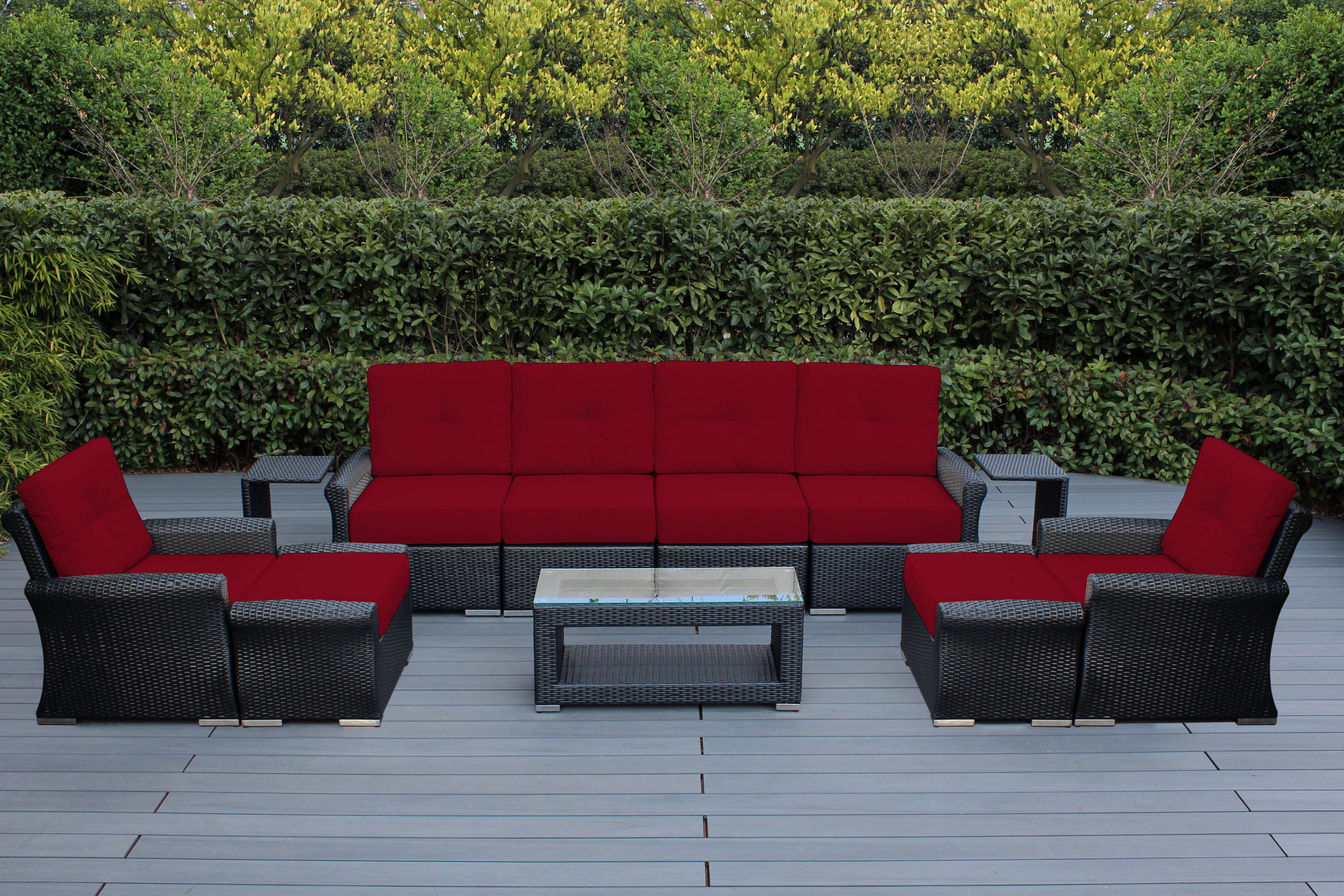 Fully Assembled Rainshield Patio Furniture Luxury 11 Piece Oversized Sectional with 6-inch Water Protected Cushions