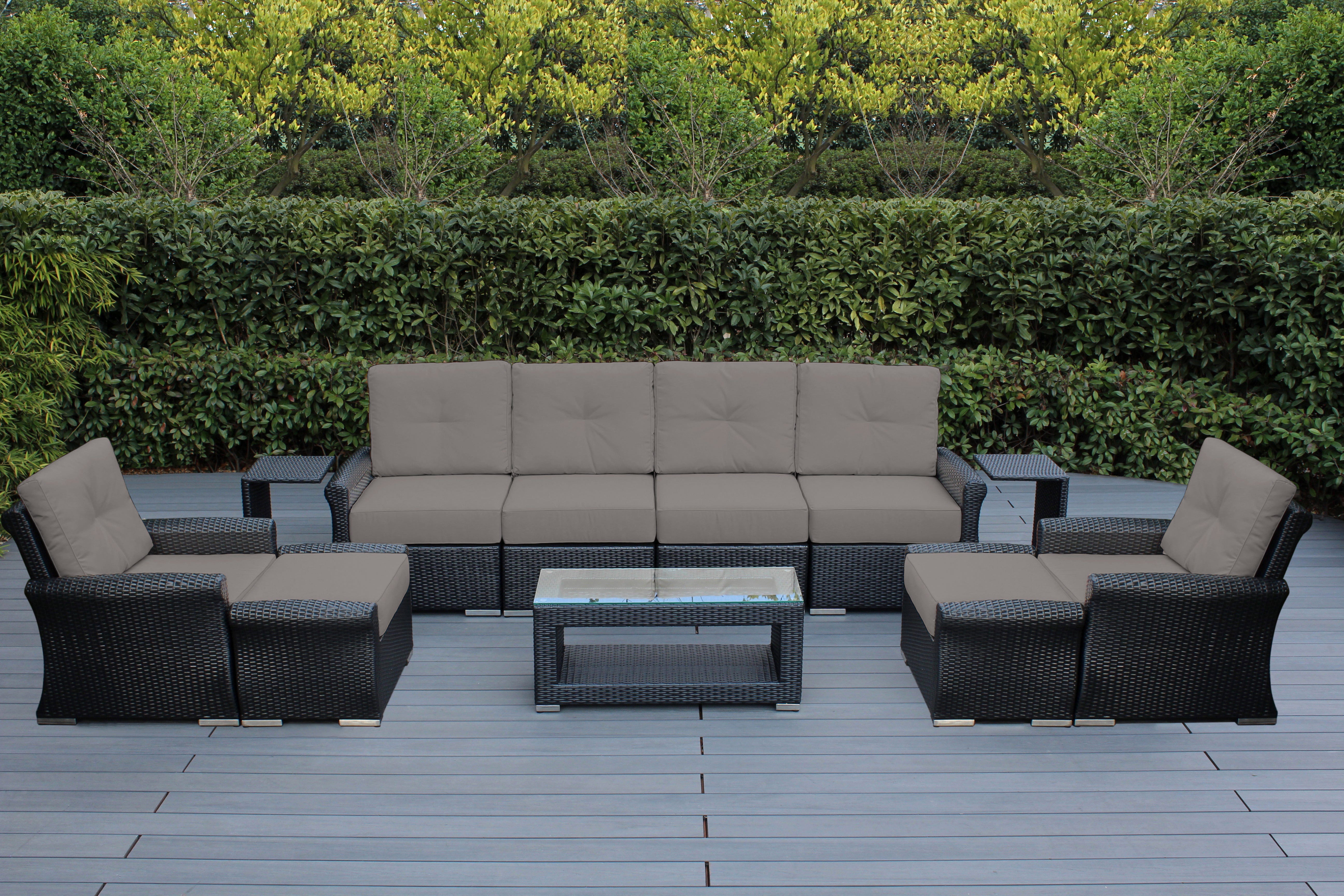 Fully Assembled Rainshield Patio Furniture Luxury 11 Piece Oversized Sectional with 6-inch Water Protected Cushions