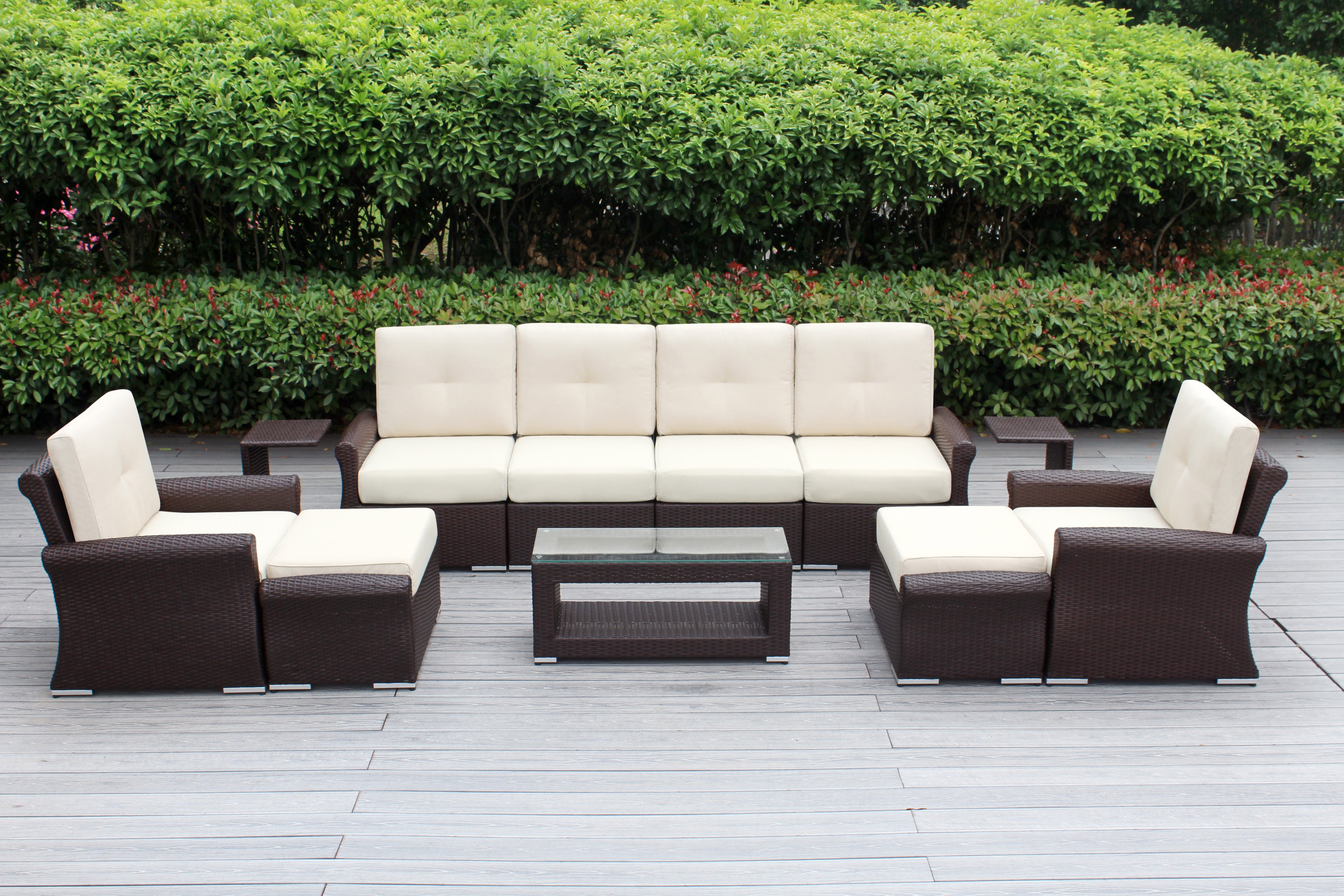 Fully Assembled Rainshield Patio Furniture Luxury 11 Piece Oversized Sectional with 6-inch Water Protected Cushions