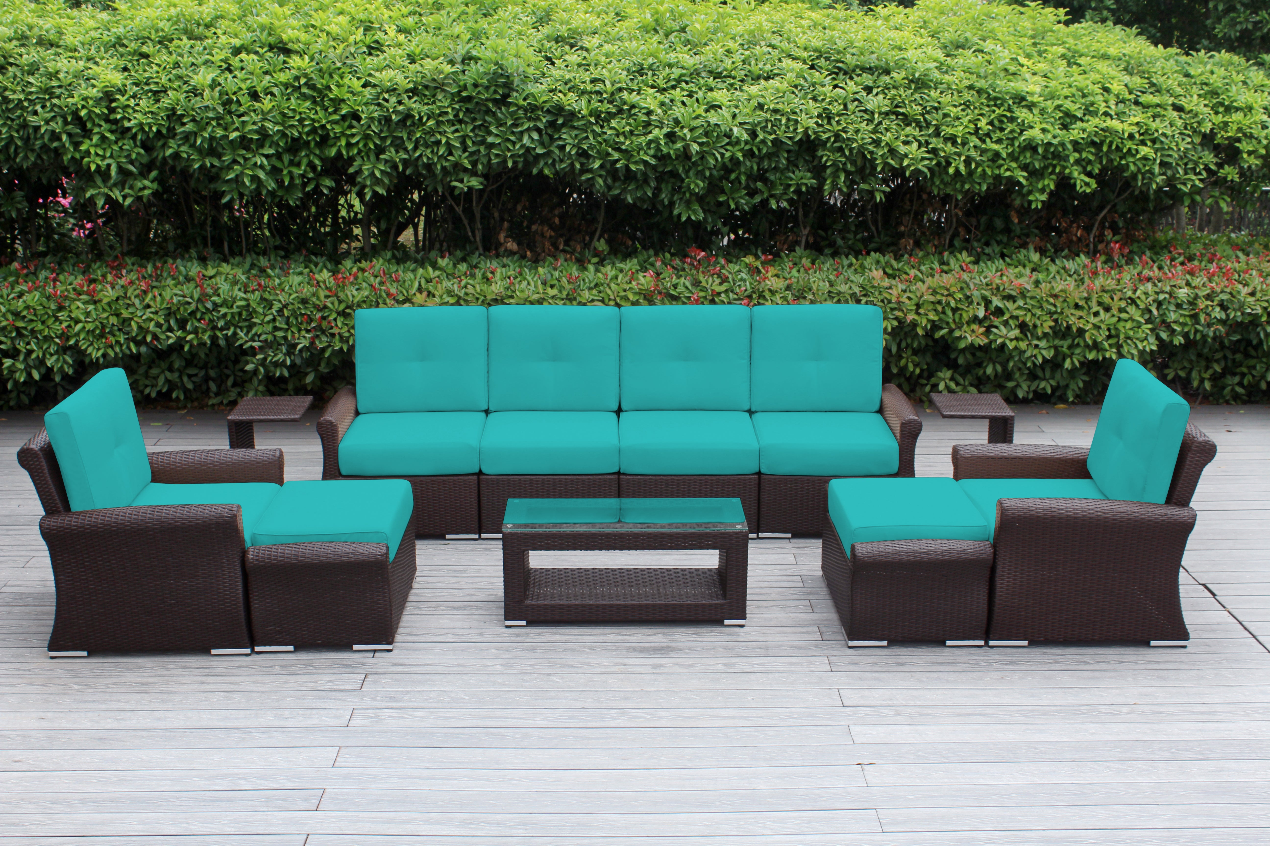 Fully Assembled Rainshield Patio Furniture Luxury 11 Piece Oversized Sectional with 6-inch Water Protected Cushions
