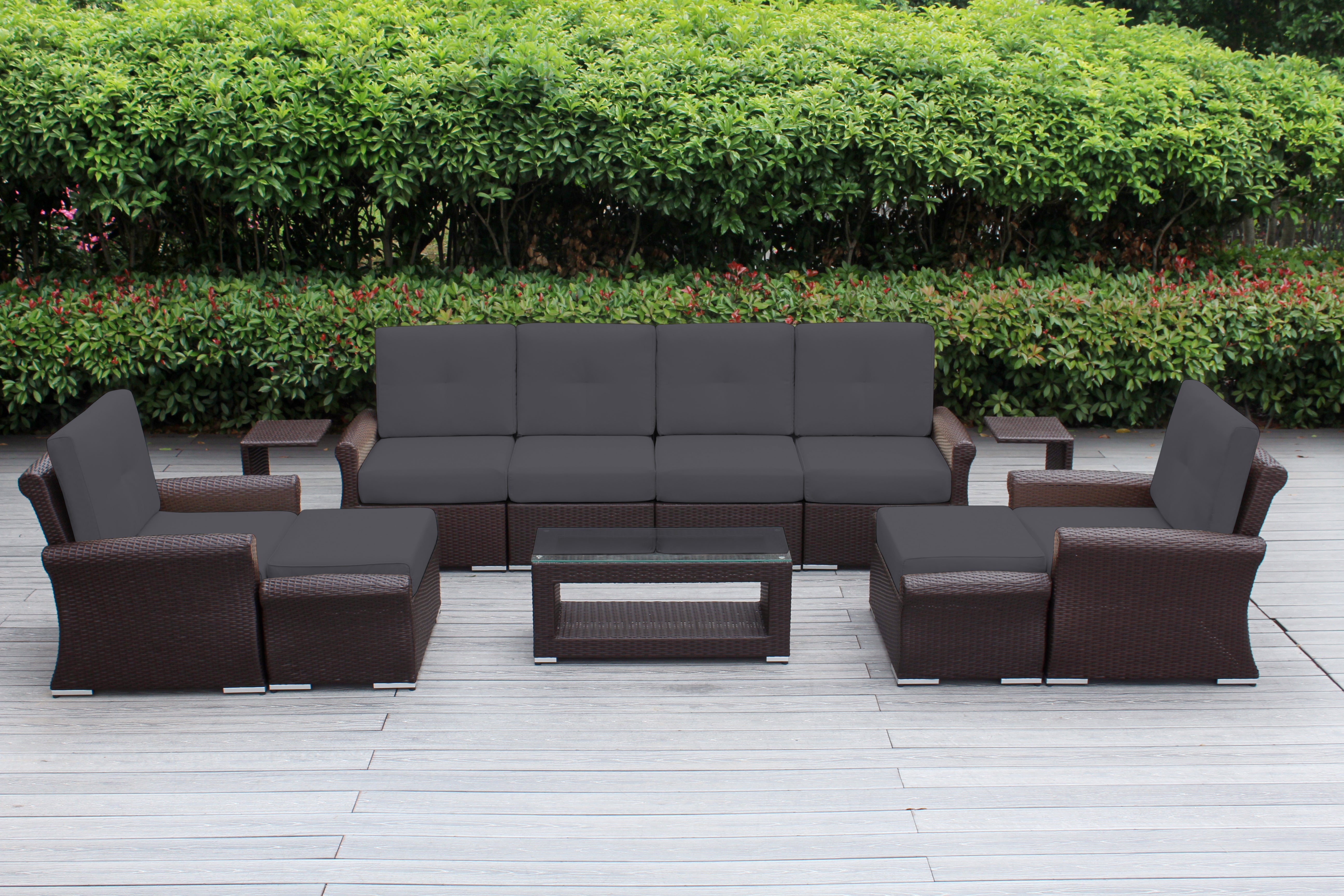 Fully Assembled Rainshield Patio Furniture Luxury 11 Piece Oversized Sectional with 6-inch Water Protected Cushions