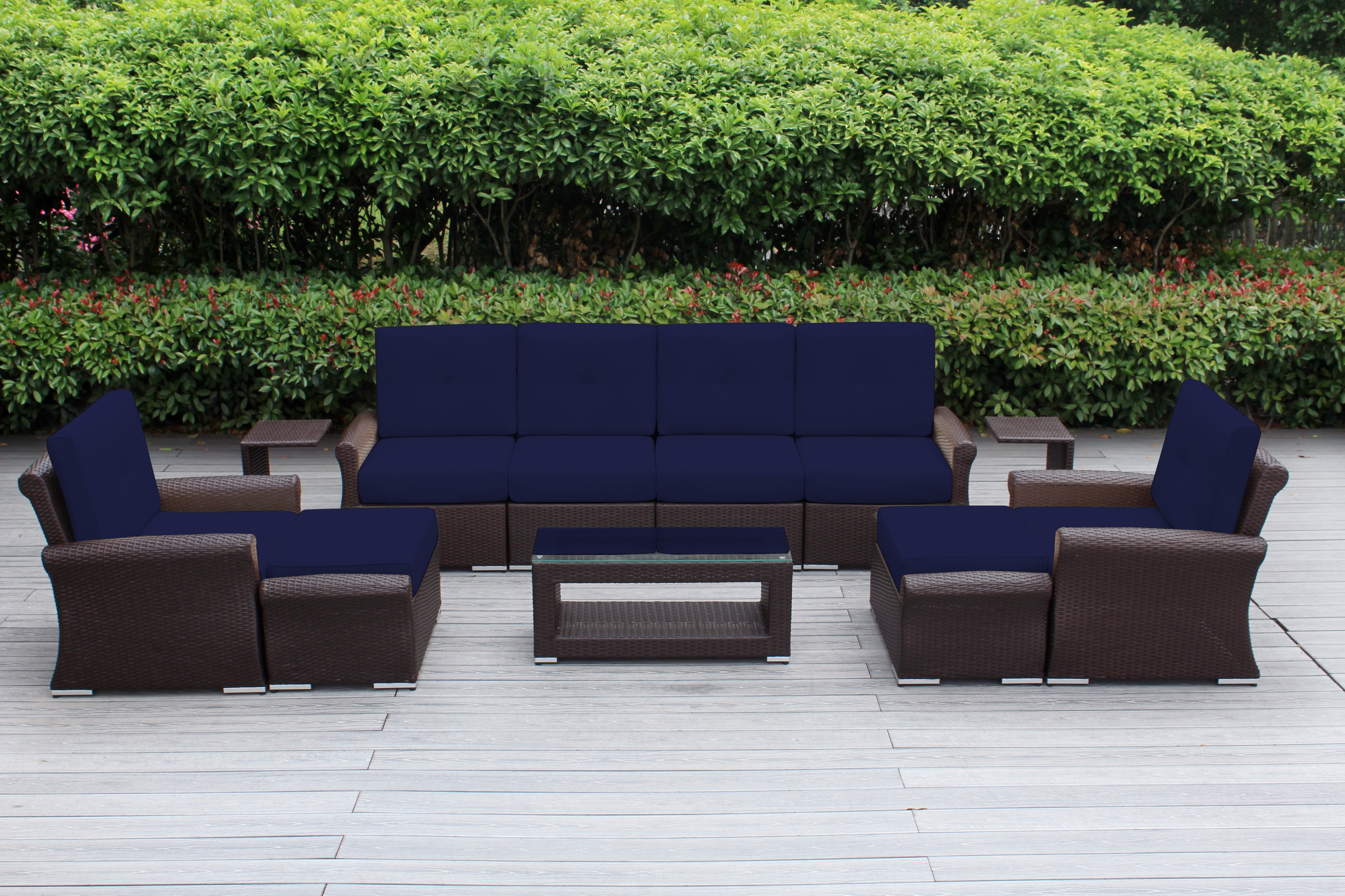 Fully Assembled Rainshield Patio Furniture Luxury 11 Piece Oversized Sectional with 6-inch Water Protected Cushions