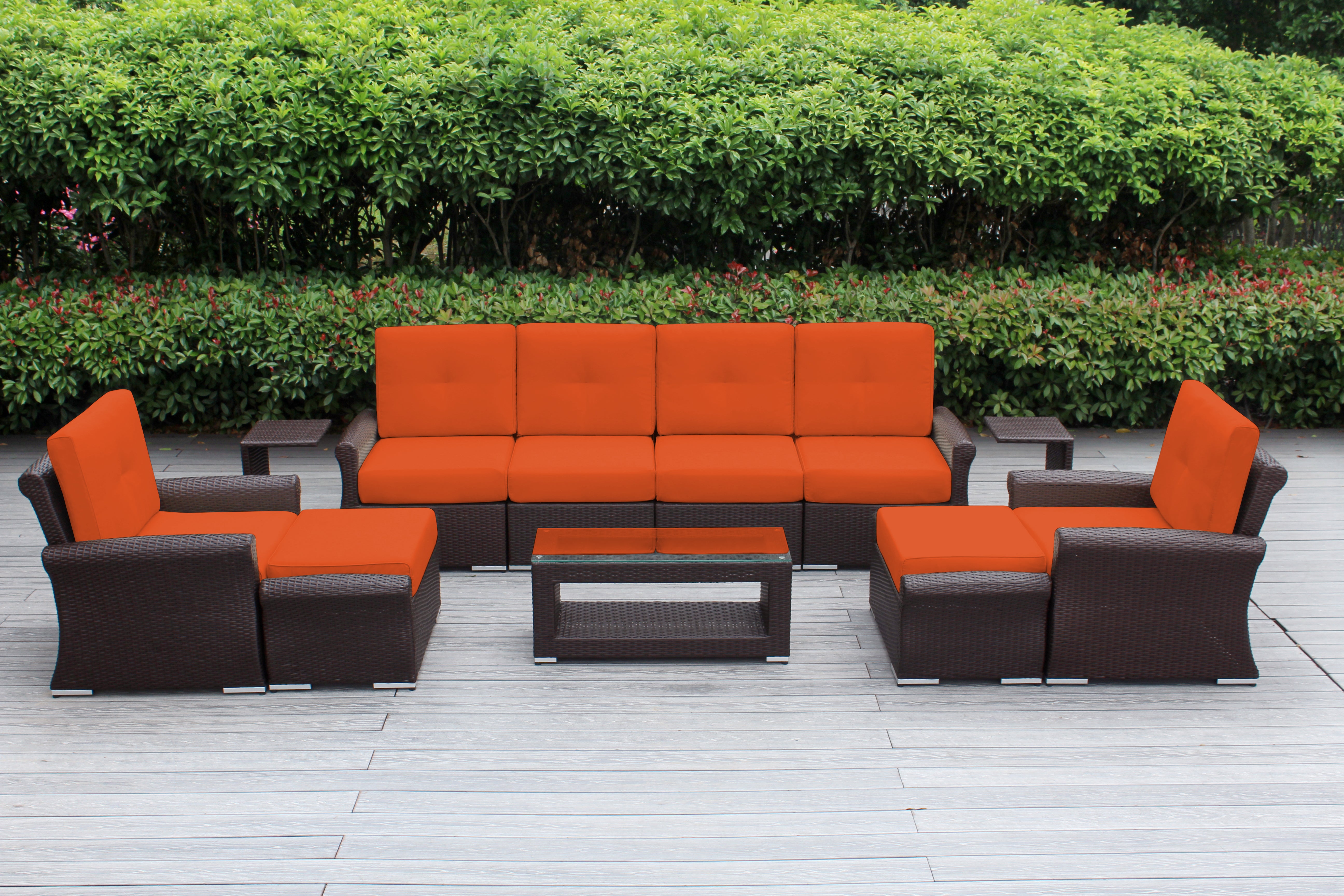 Fully Assembled Rainshield Patio Furniture Luxury 11 Piece Oversized Sectional with 6-inch Water Protected Cushions