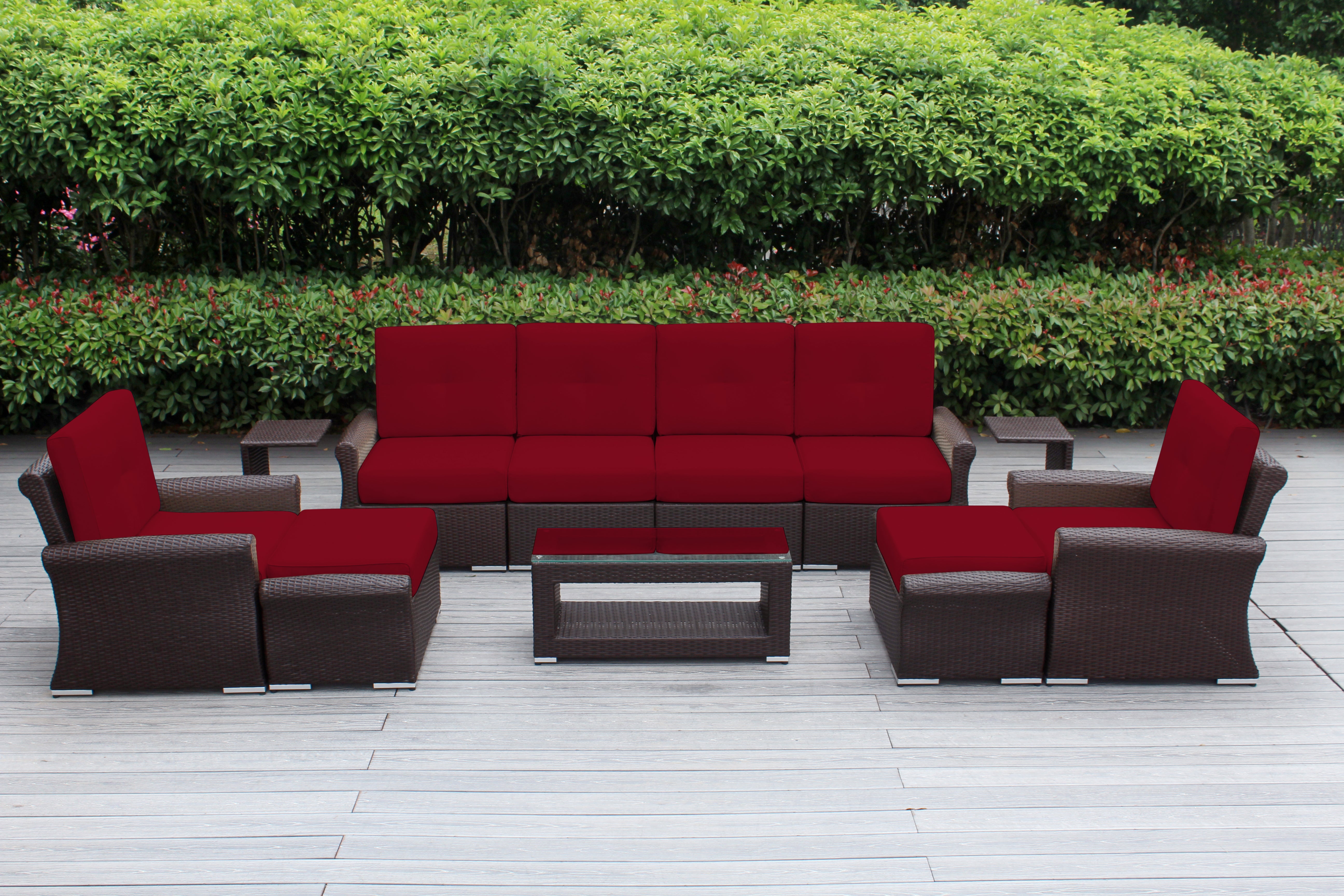 Fully Assembled Rainshield Patio Furniture Luxury 11 Piece Oversized Sectional with 6-inch Water Protected Cushions