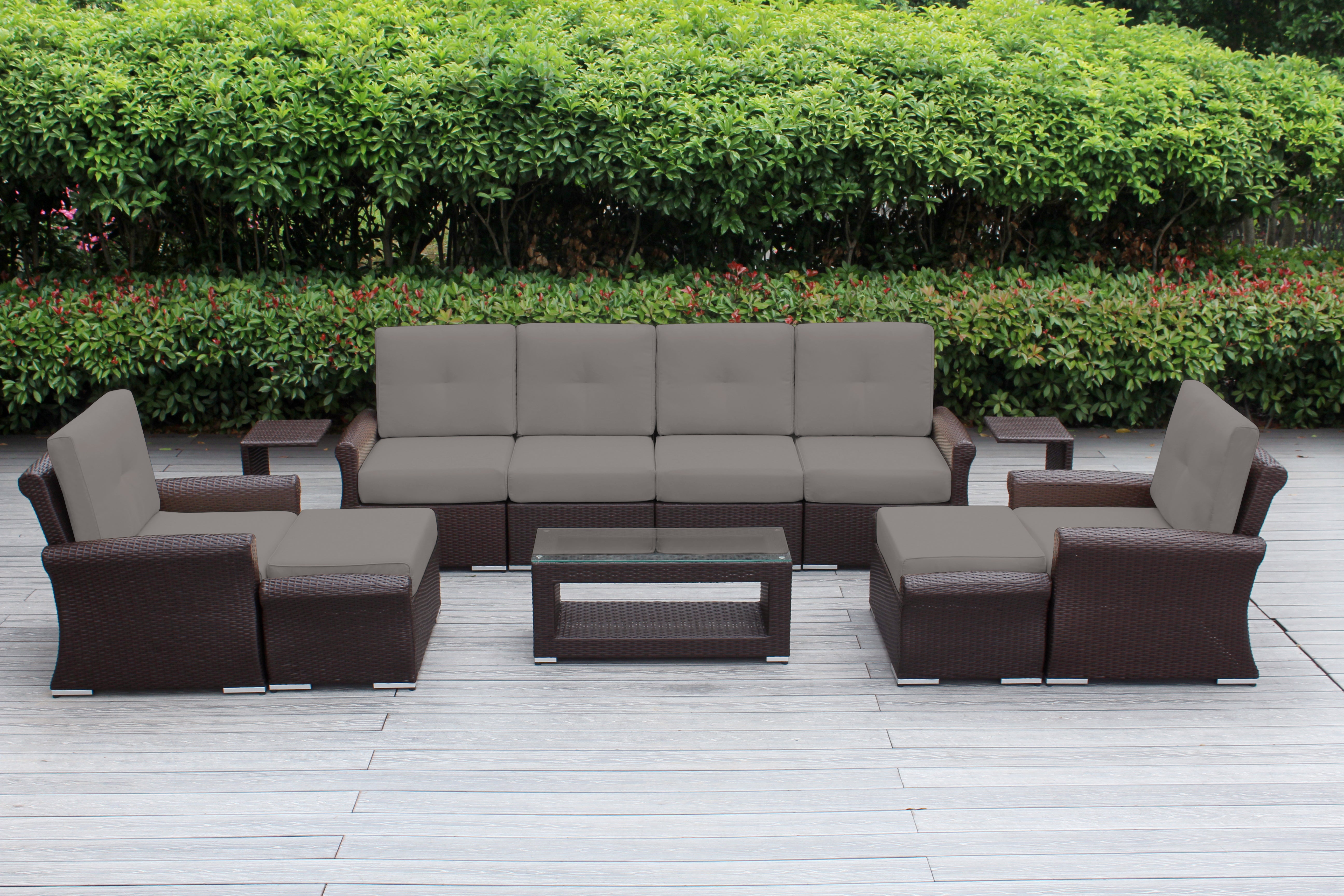 Fully Assembled Rainshield Patio Furniture Luxury 11 Piece Oversized Sectional with 6-inch Water Protected Cushions