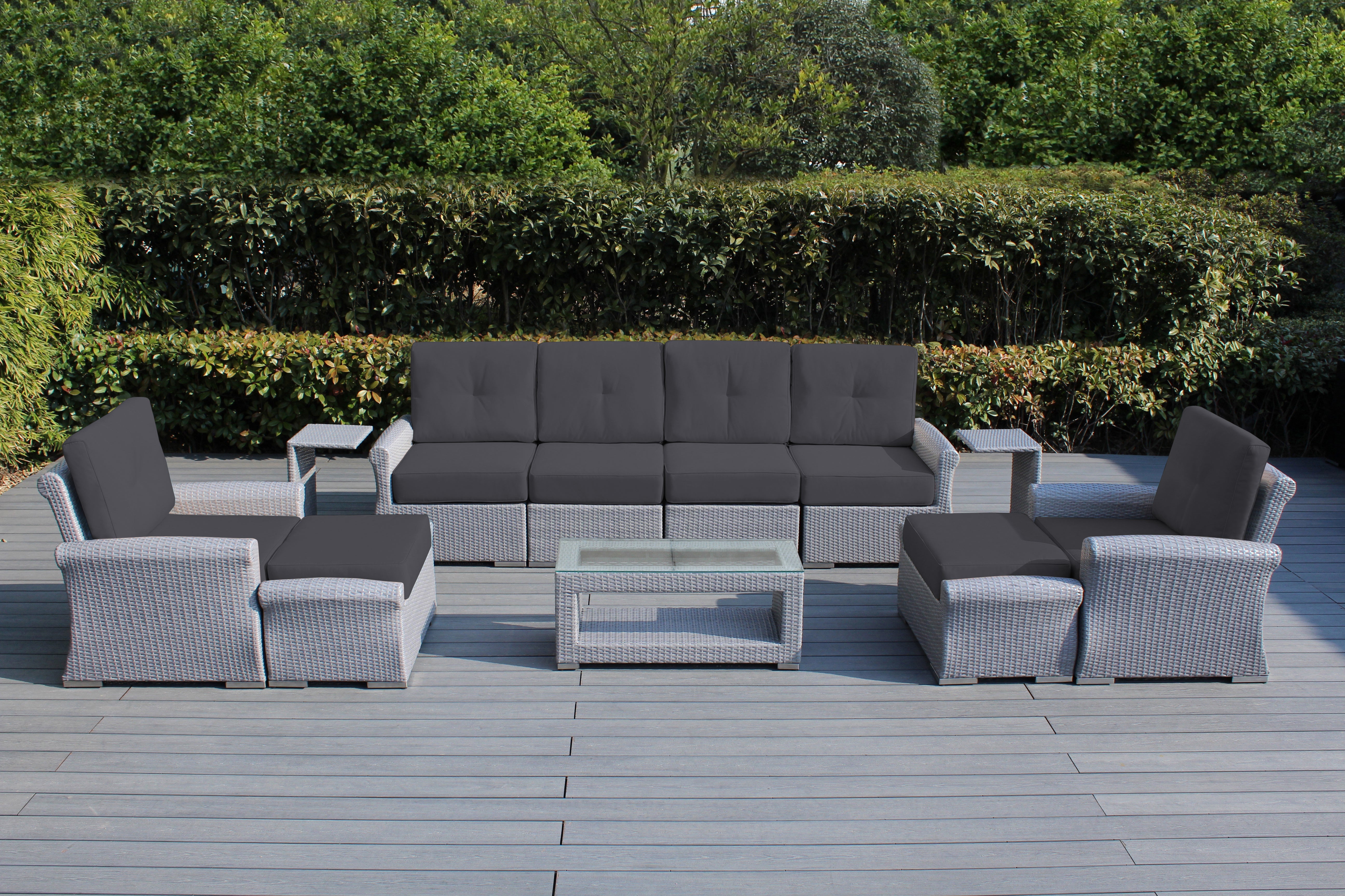 Fully Assembled Rainshield Patio Furniture Luxury 11 Piece Oversized Sectional with 6-inch Water Protected Cushions