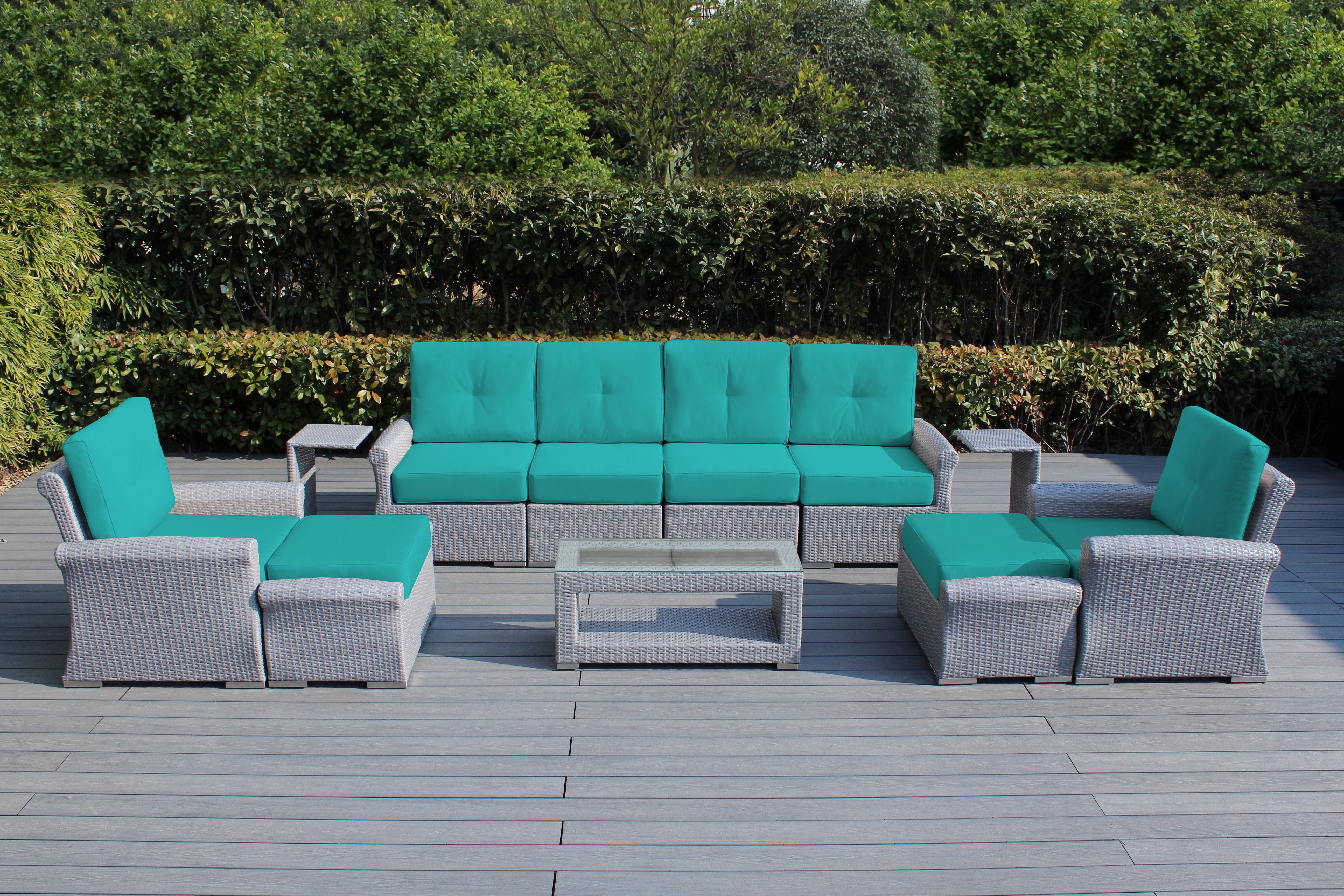Fully Assembled Rainshield Patio Furniture Luxury 11 Piece Oversized Sectional with 6-inch Water Protected Cushions
