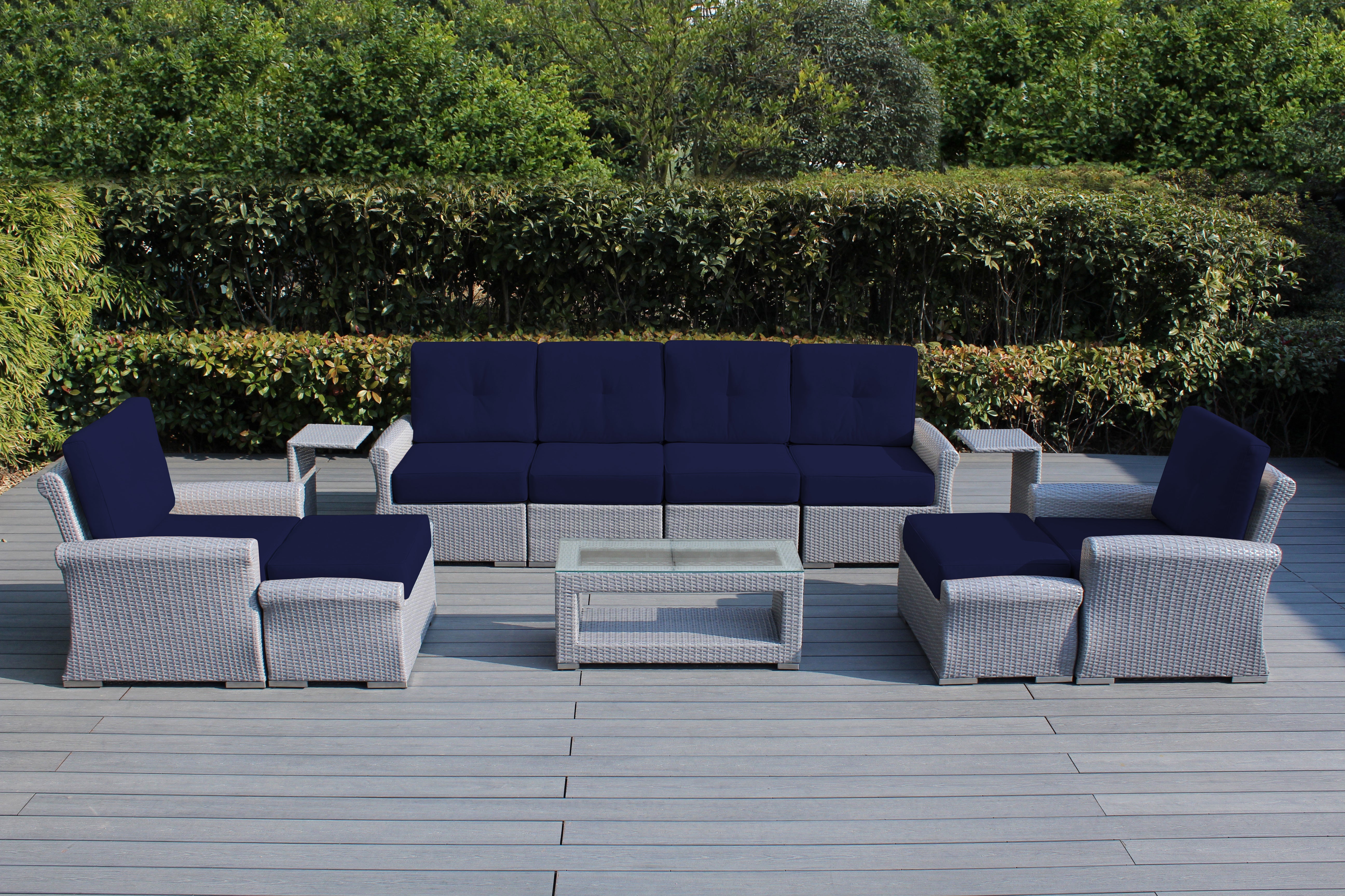Fully Assembled Rainshield Patio Furniture Luxury 11 Piece Oversized Sectional with 6-inch Water Protected Cushions