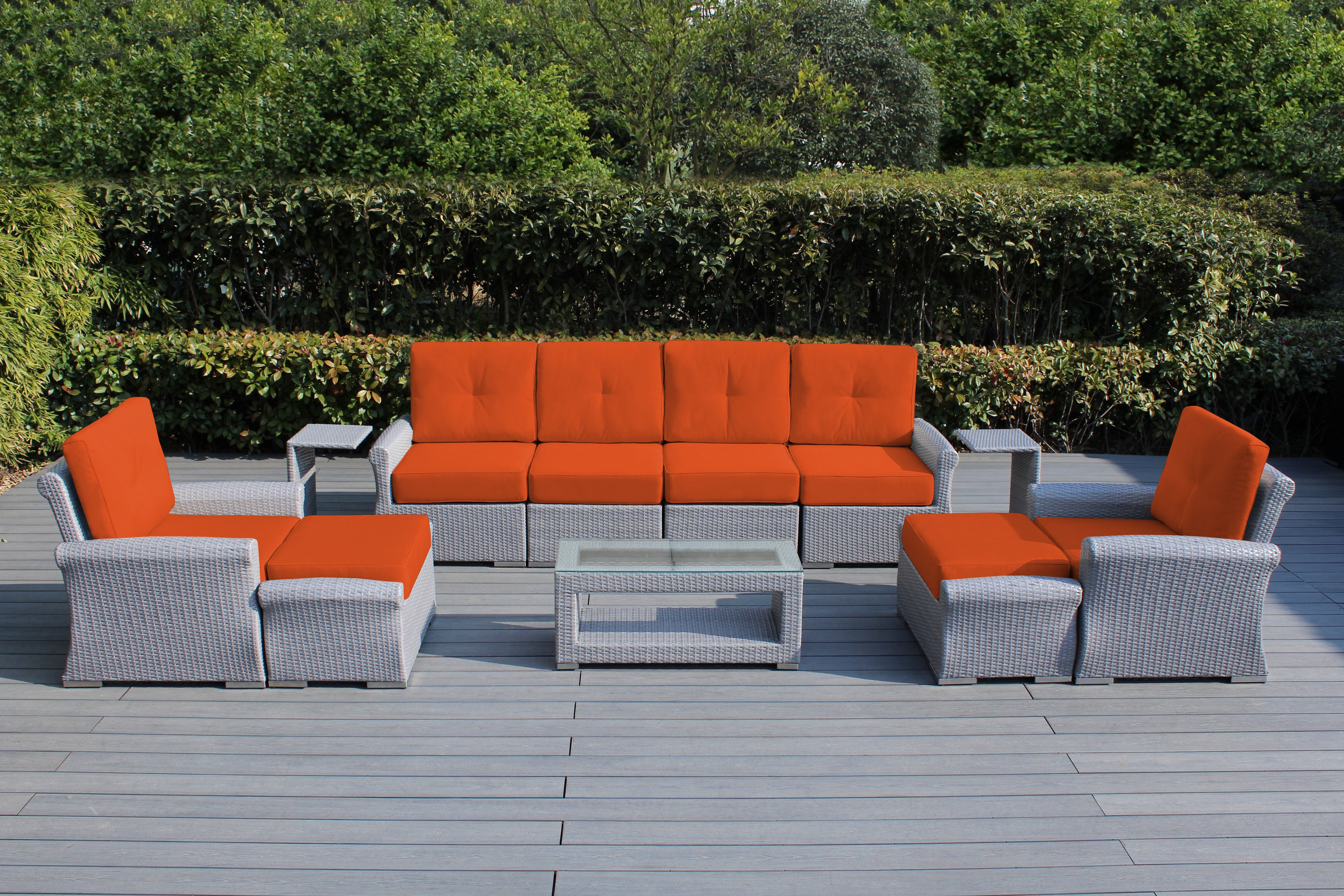 Fully Assembled Rainshield Patio Furniture Luxury 11 Piece Oversized Sectional with 6-inch Water Protected Cushions