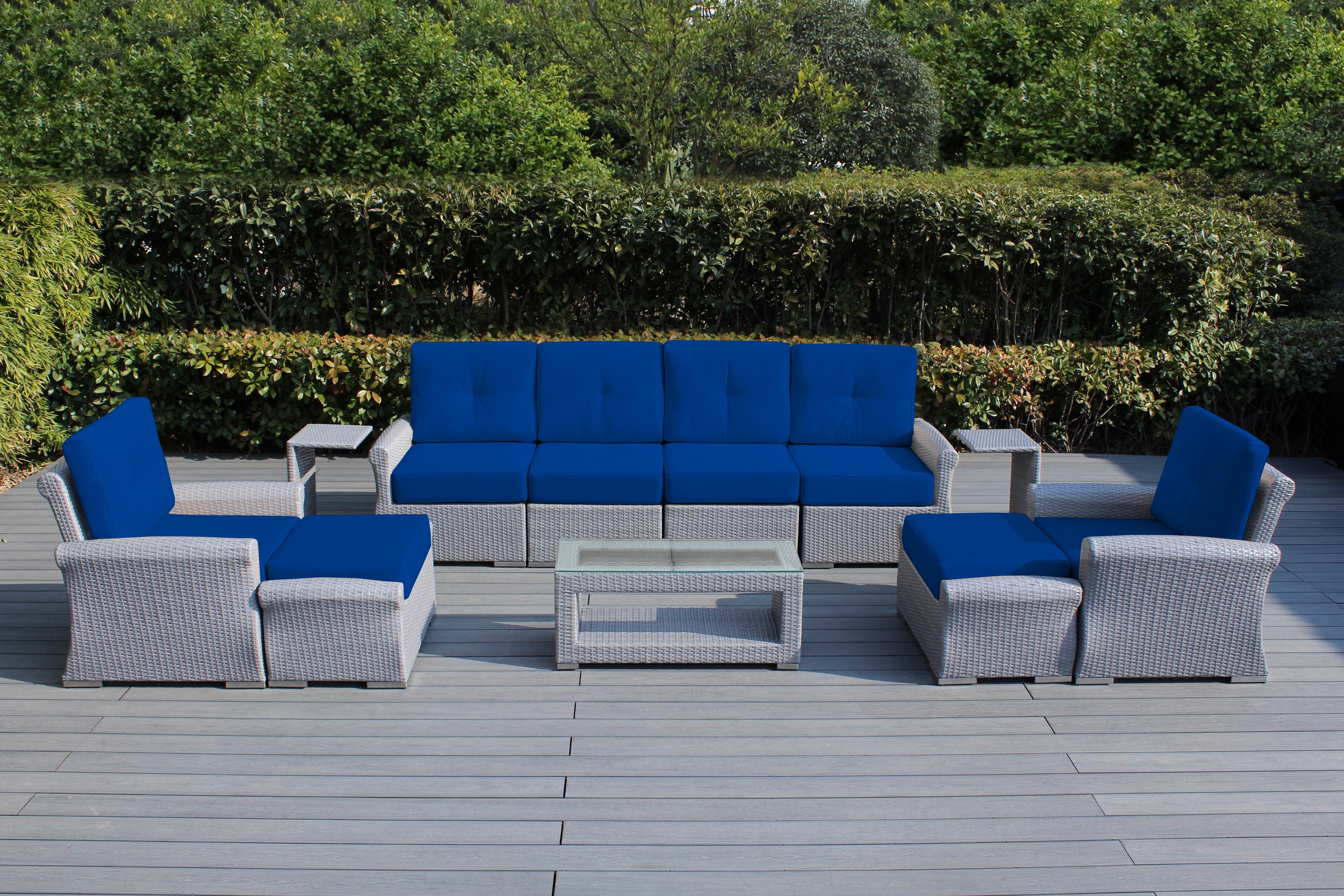 Fully Assembled Rainshield Patio Furniture Luxury 11 Piece Oversized Sectional with 6-inch Water Protected Cushions