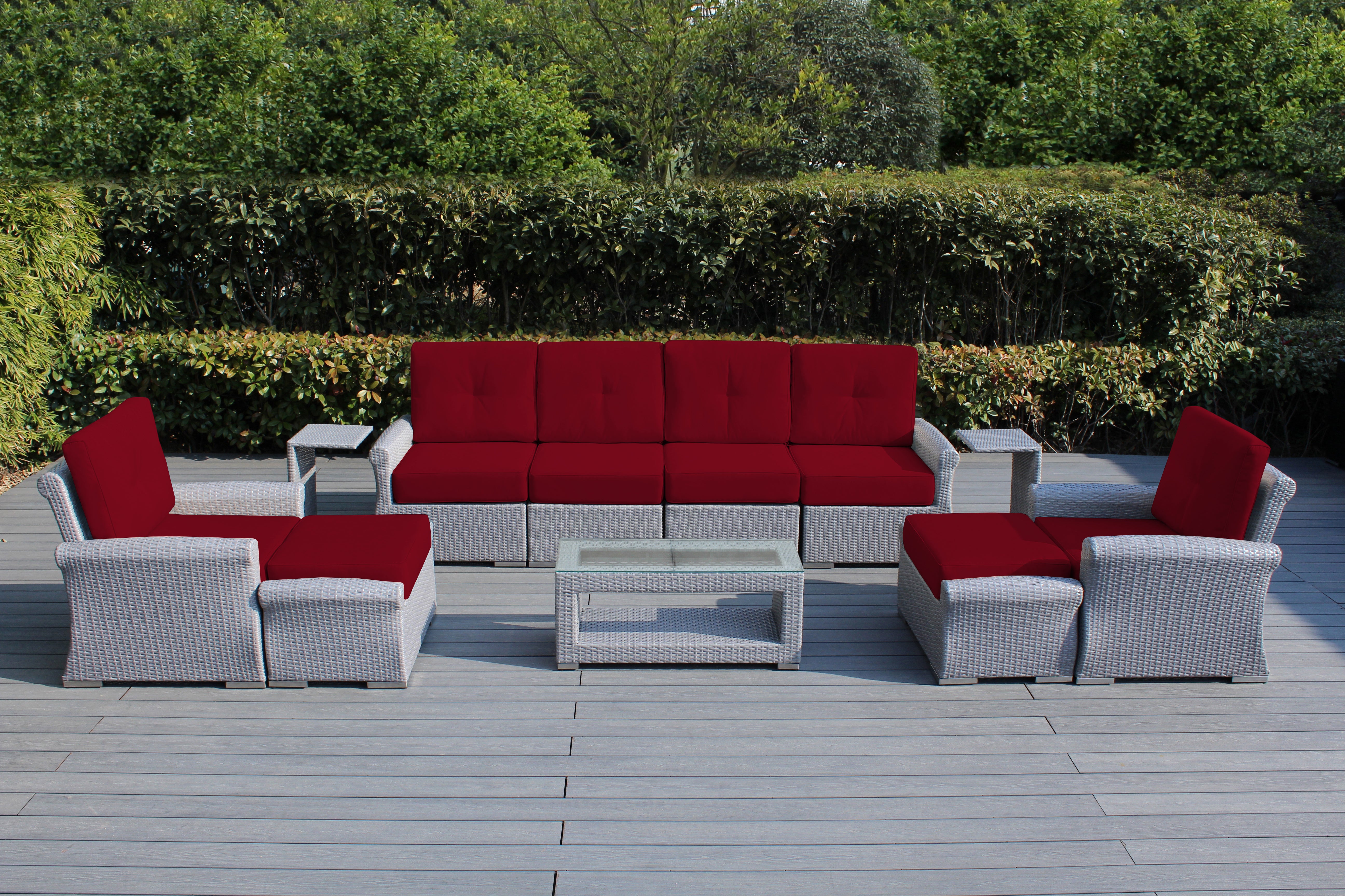 Fully Assembled Rainshield Patio Furniture Luxury 11 Piece Oversized Sectional with 6-inch Water Protected Cushions