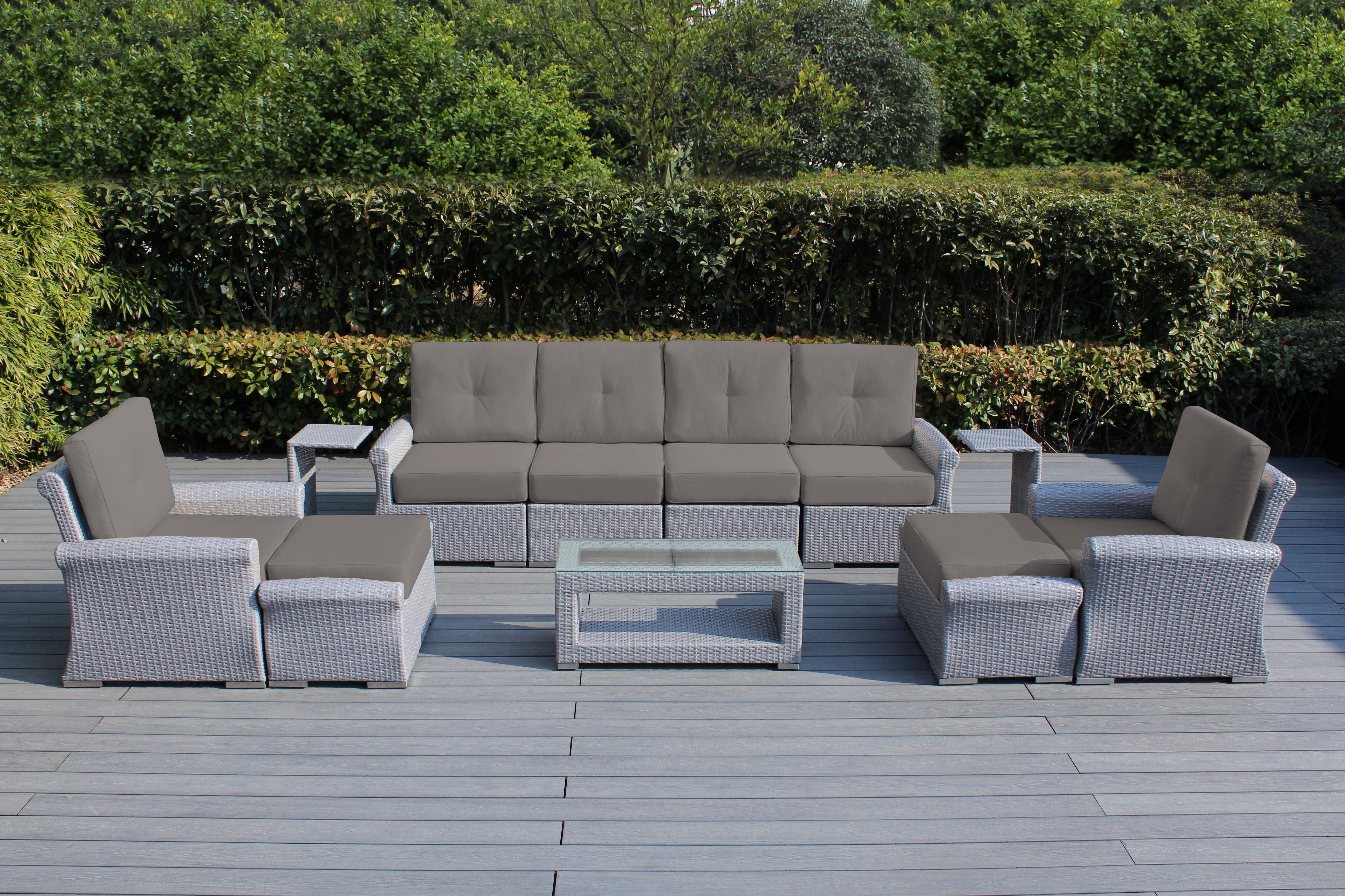 Fully Assembled Rainshield Patio Furniture Luxury 11 Piece Oversized Sectional with 6-inch Water Protected Cushions