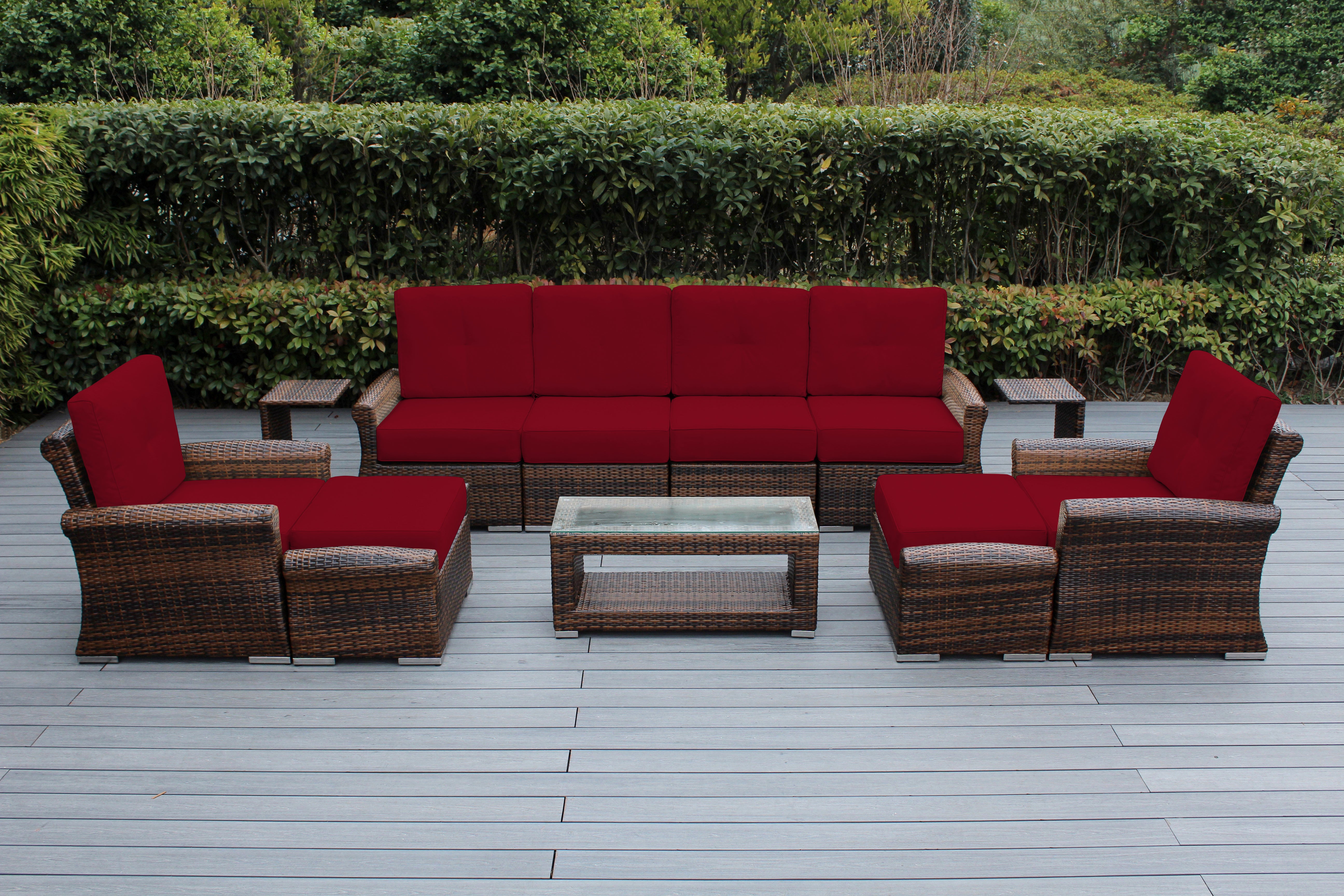 Fully Assembled Rainshield Patio Furniture Luxury 11 Piece Oversized Sectional with 6-inch Water Protected Cushions