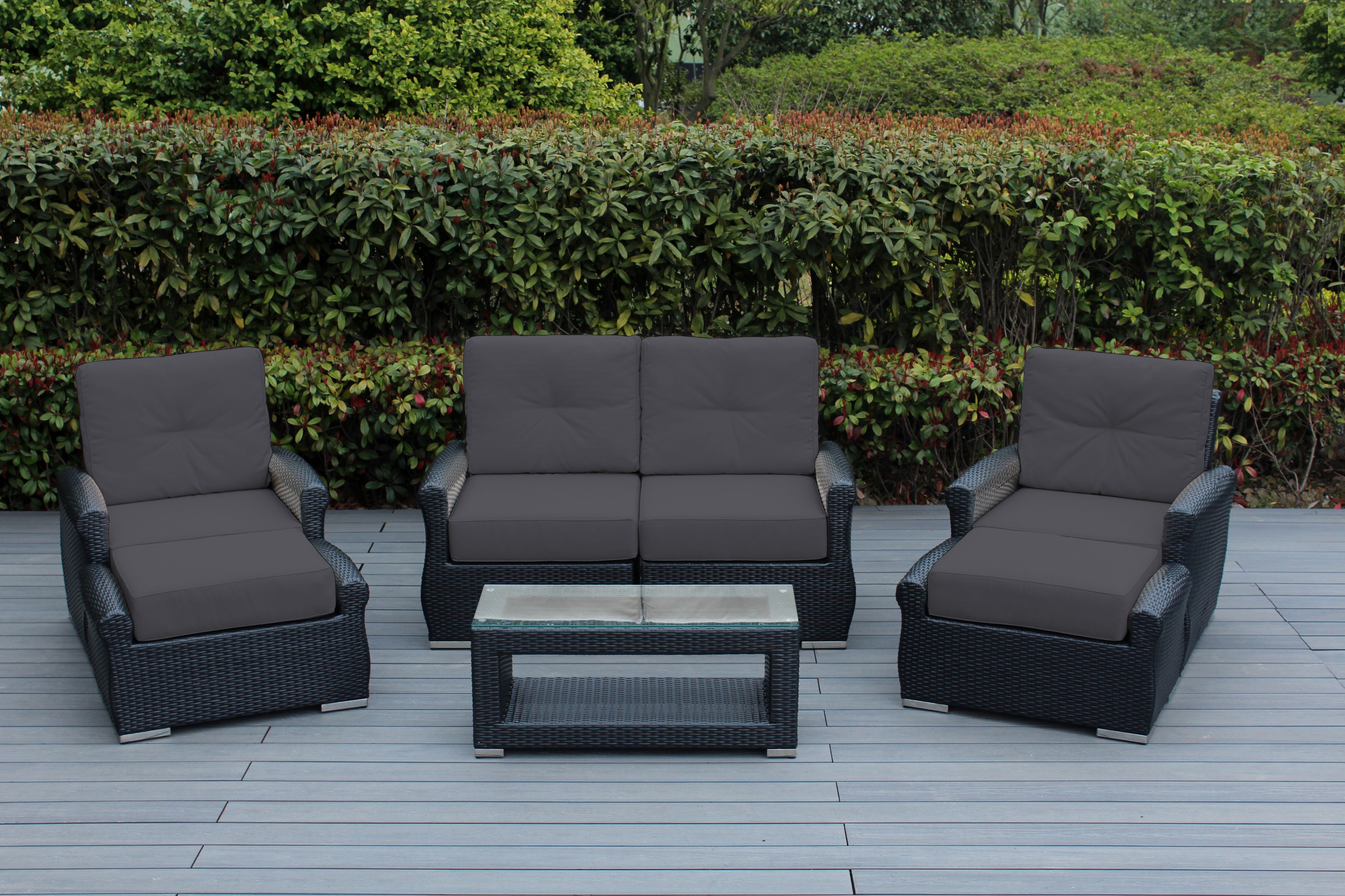 Fully Assembled RainShield Patio Furniture - Luxury 7 Piece Oversized Sectional with 6-inch Water Protected Cushions