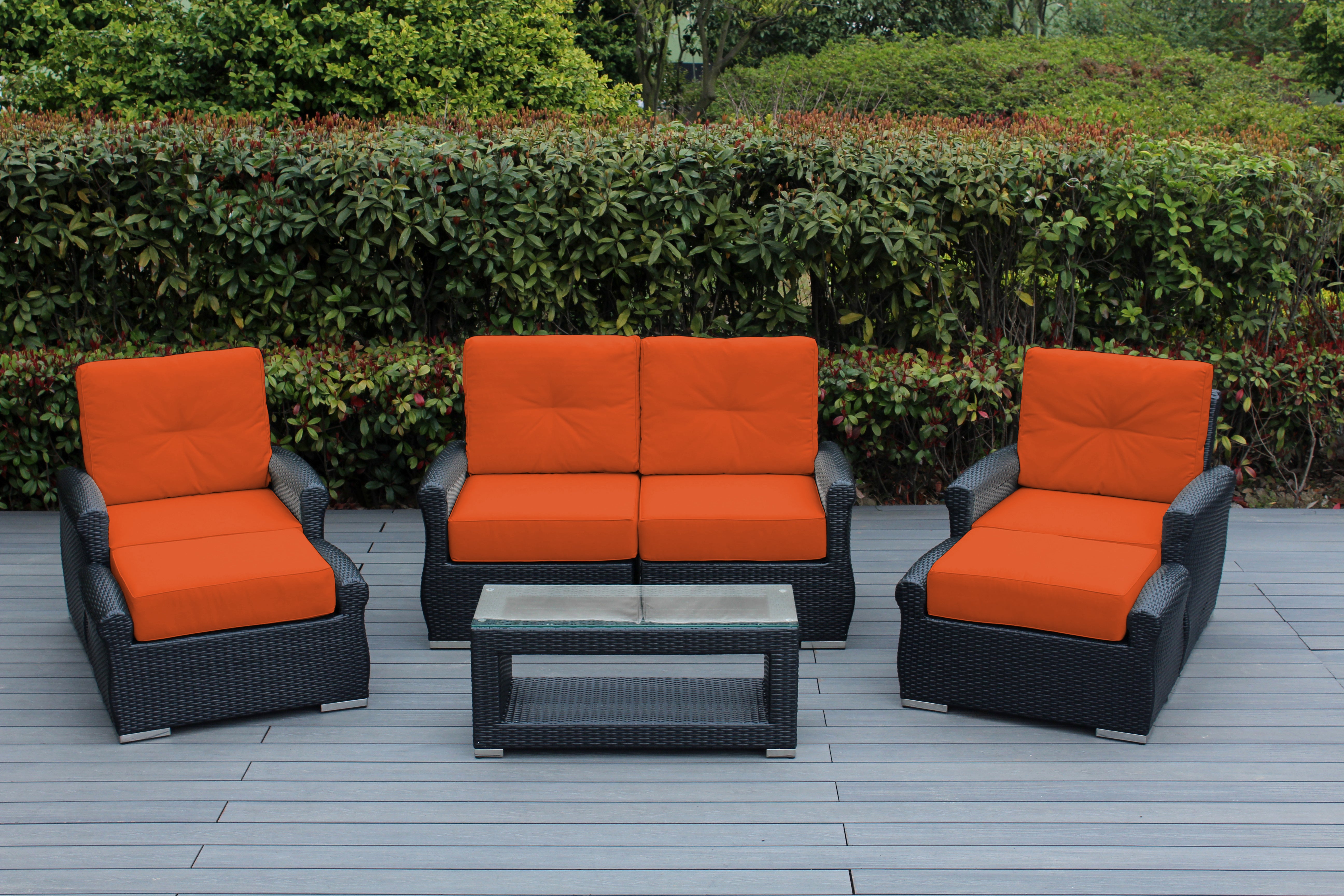 Fully Assembled RainShield Patio Furniture - Luxury 7 Piece Oversized Sectional with 6-inch Water Protected Cushions